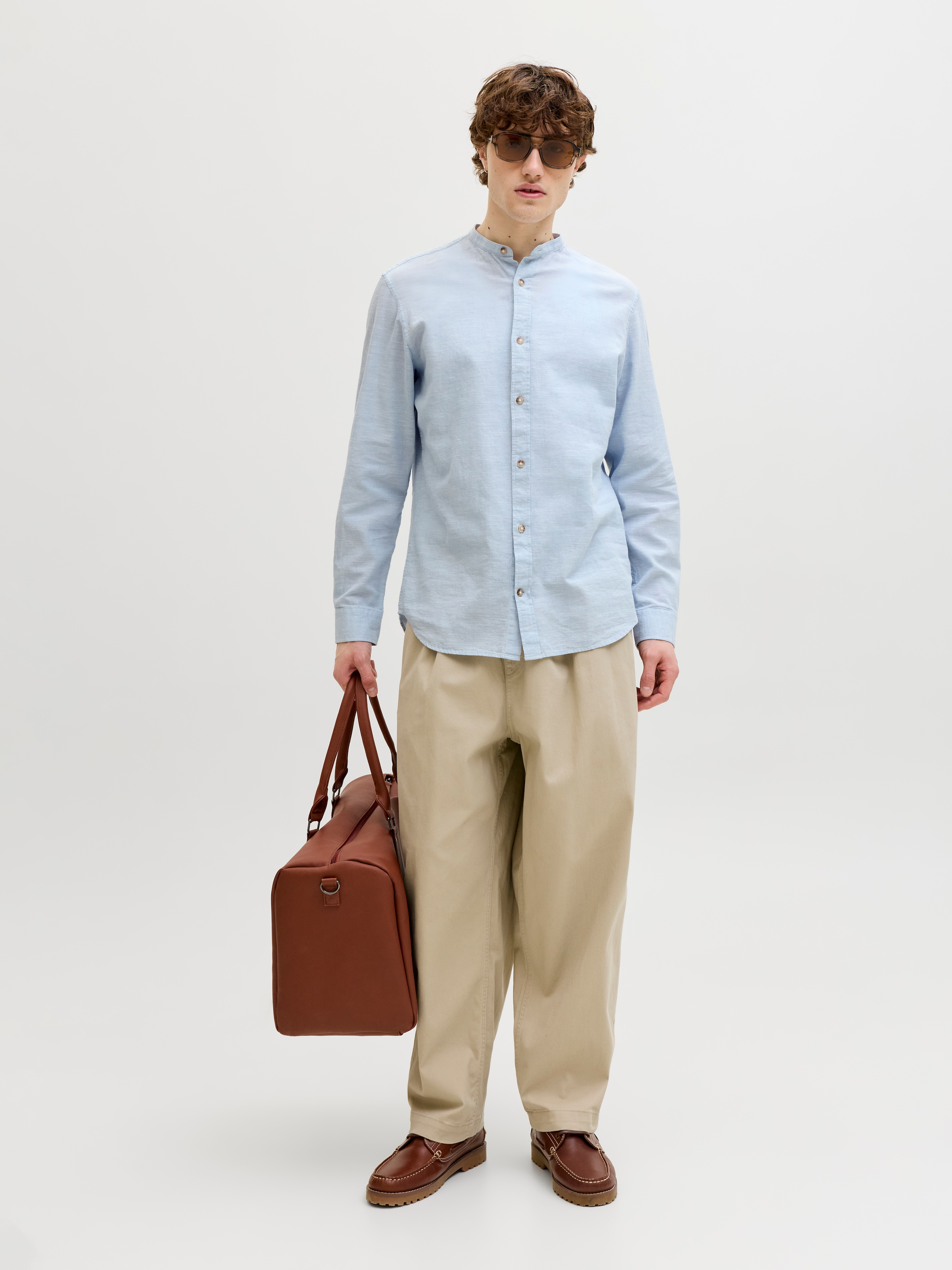 Jack & Jones Langarmhemd »JJESUMMER LINEN BLEND BAND SHIRT L/S SN« Baumwollmischung, regular fit