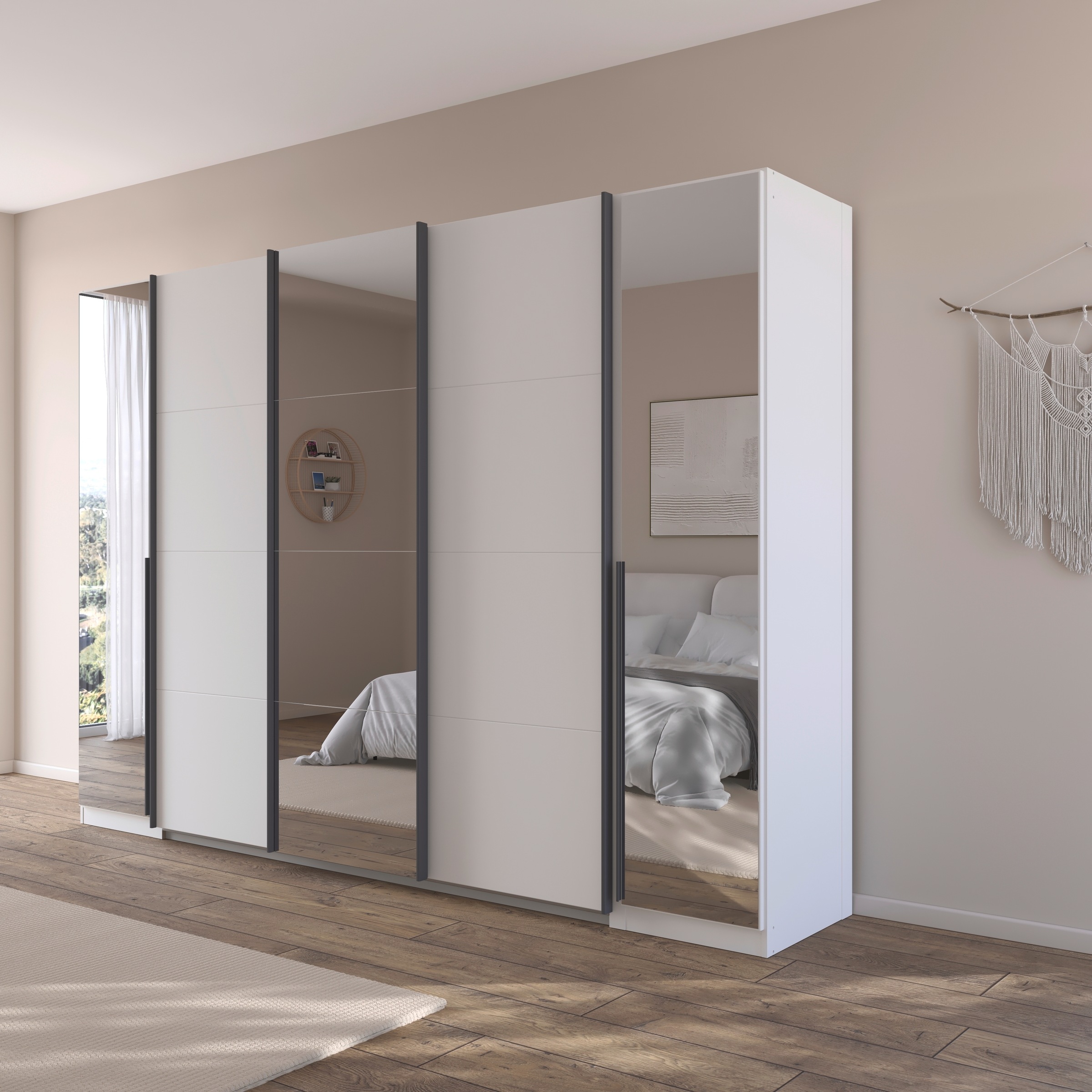 rauch Schwebetürenschrank »Agordo«, (im angesagten Mix aus Dreh- und Schwebetüren), durchdachte Innenausstattung, in zwei Griff-Farben MADE IN GERMANY
