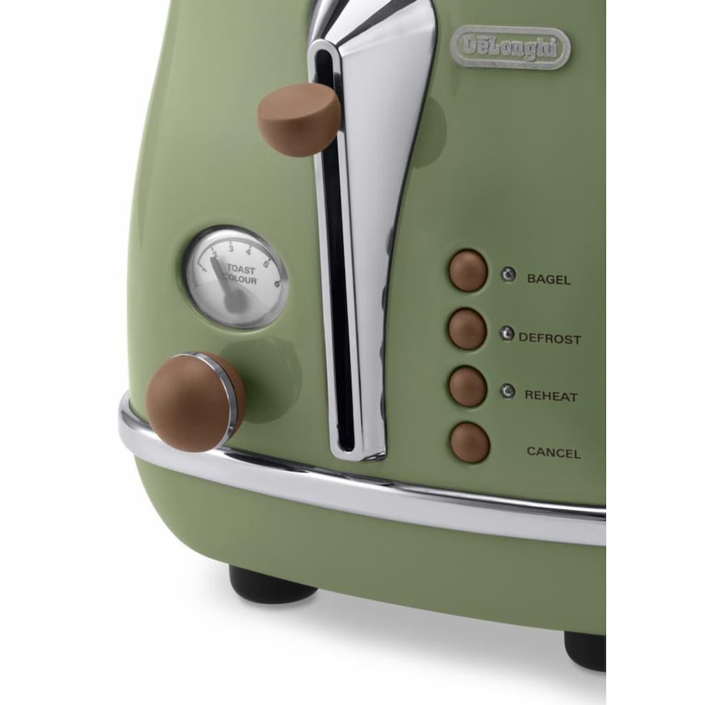 De'Longhi Toaster »Incona Vintage »CTOV 2103.BG««, 2 kurze Schlitze, 900 W