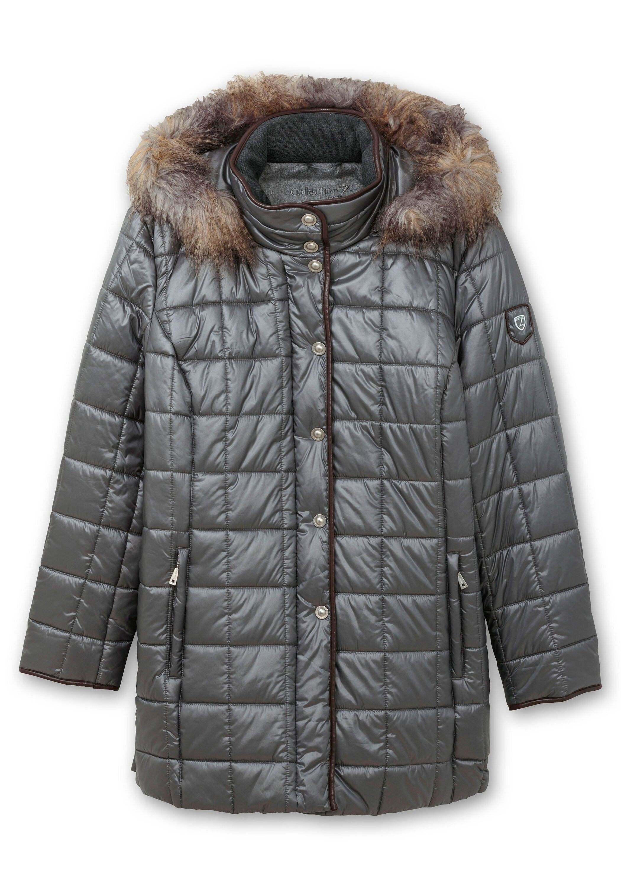Sheego Steppjacke »Steppjacke mit Kunstfell-Kapuze, dezent glänzend«