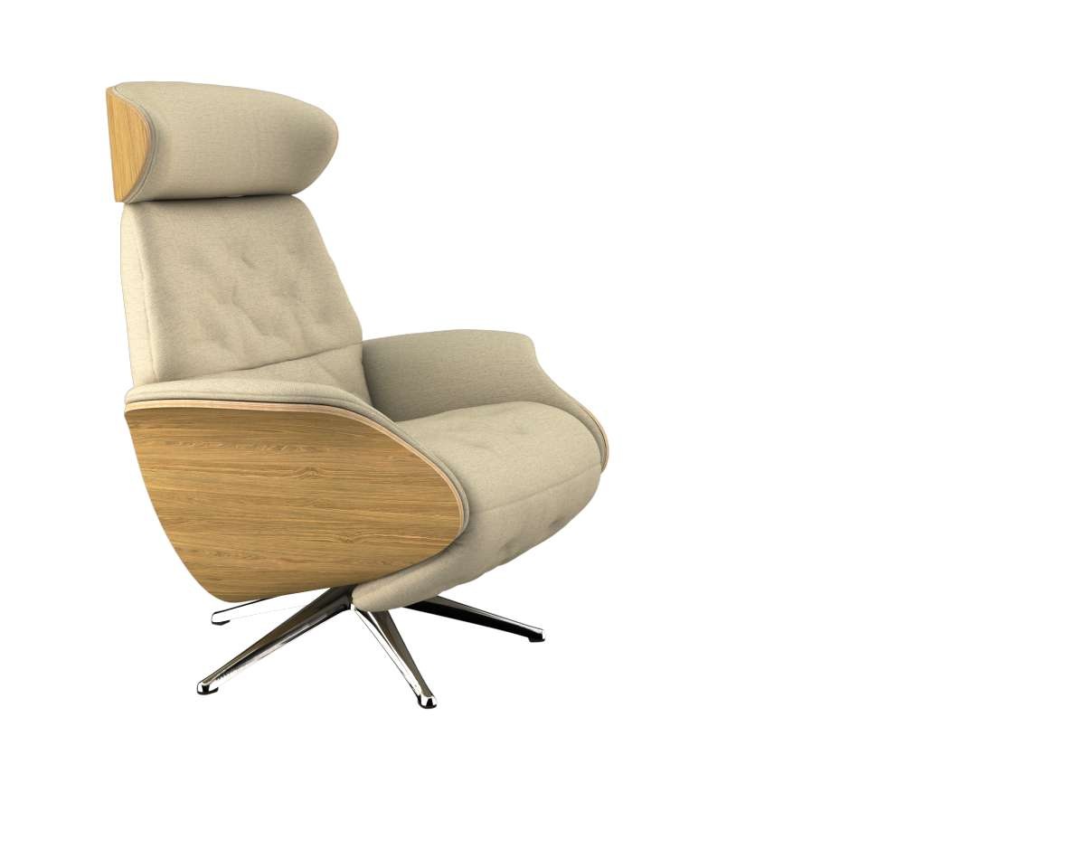 FLEXLUX Relaxsessel »Volden elektrischer Funktionsessel« Größe M, Rücken & Fußteil elektrisch, Akku, Arml. Eiche, Fuß Alu