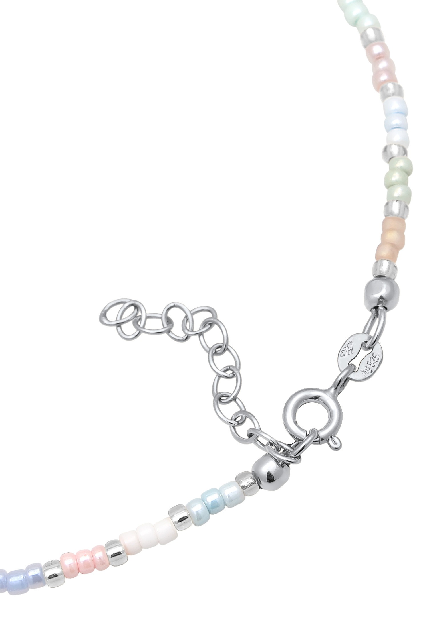 Elli Fußkette »Fußschmuck Glasperlen Pastell Sommeraccessoire 925 Sterling Silber«