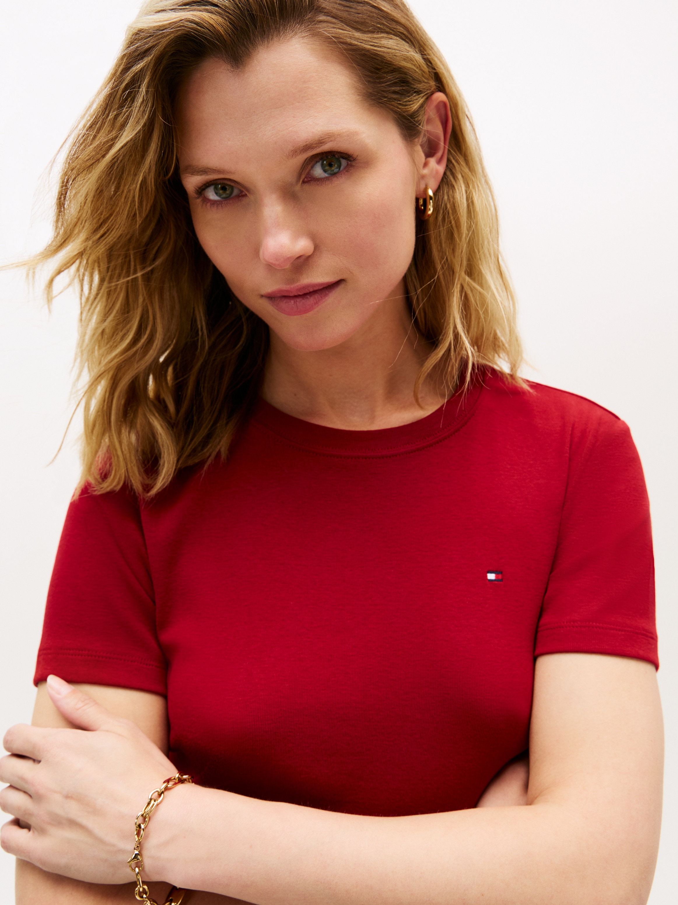 Tommy Hilfiger T-Shirt »SLIM CODY C-NK SS«, mit Logostickerei
