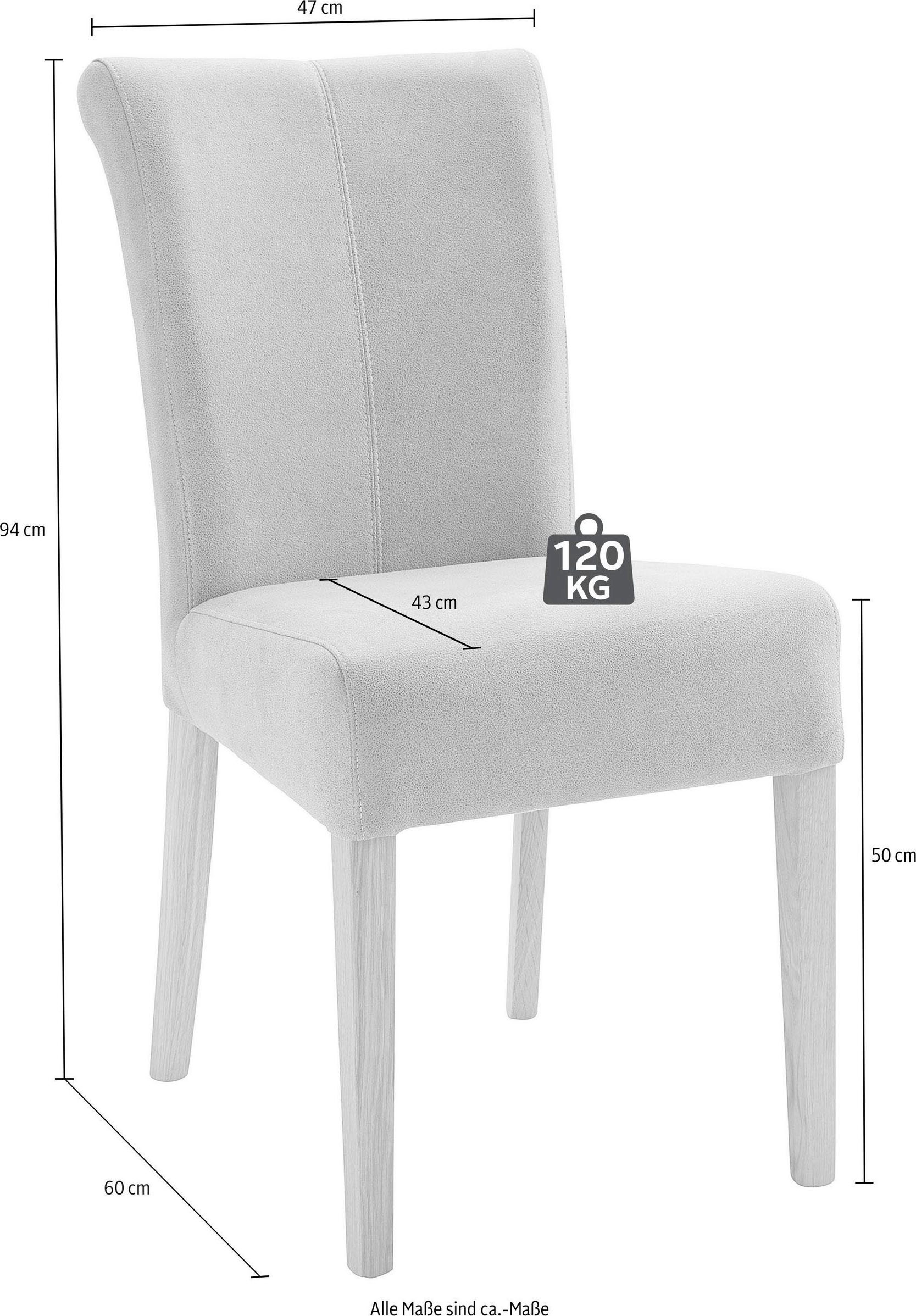 Home affaire 4-Fußstuhl »Barcelona« (Set) 2 Stk. Struktur fein Stuhlbeine aus Massivholz, Sitz und Rücken gepolstert