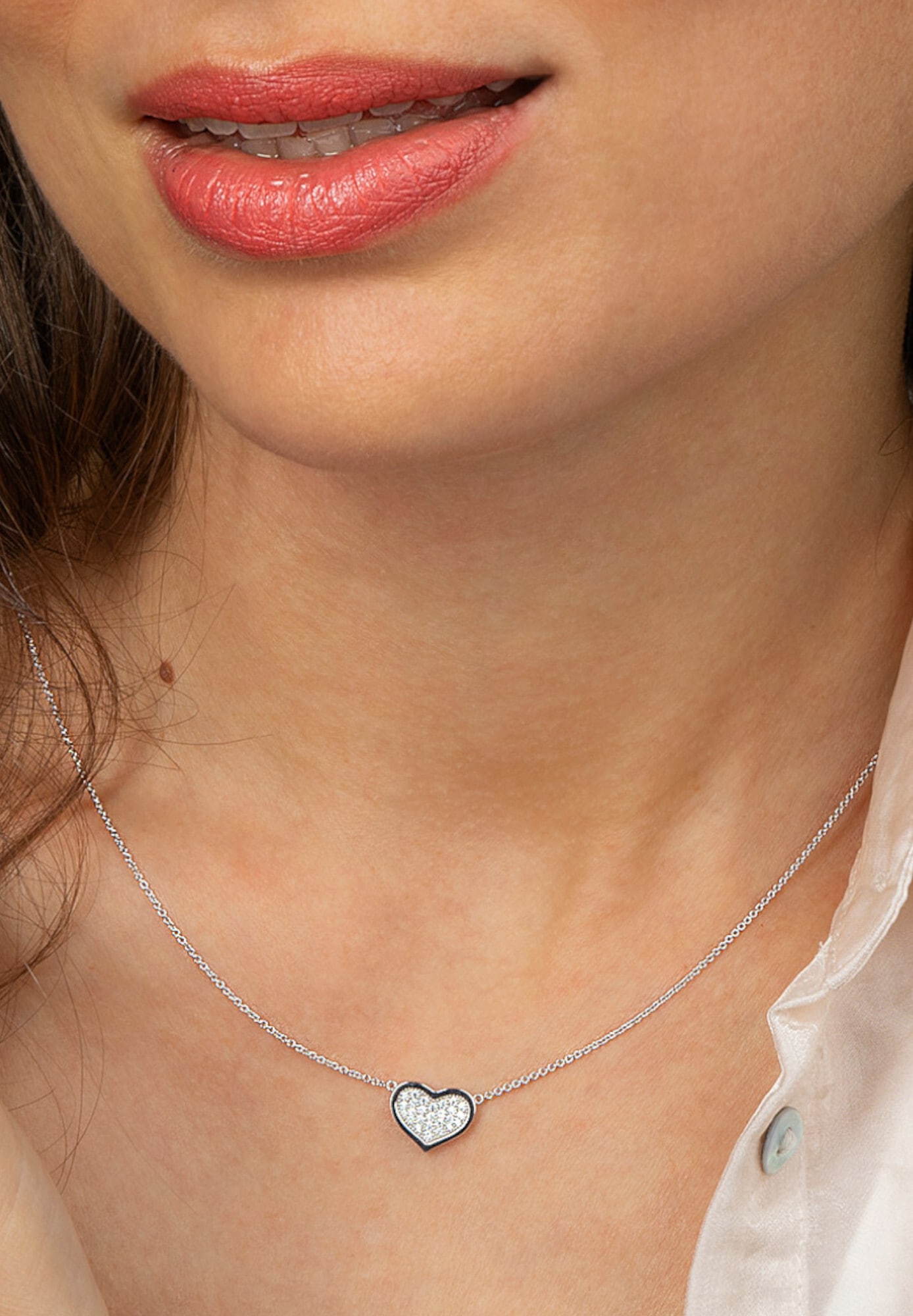 ONE ELEMENT Silberkette »Zirkonia Herz Halskette aus 925 Silber  45 cm«