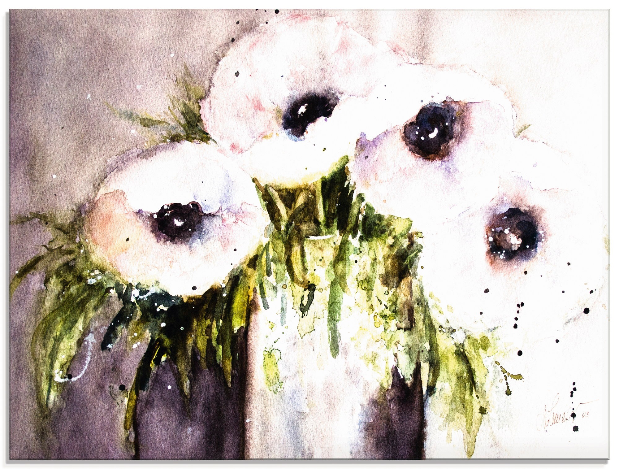 Artland Glasbild »Lila Mohn in Vase«, Blumen, (1 St.)