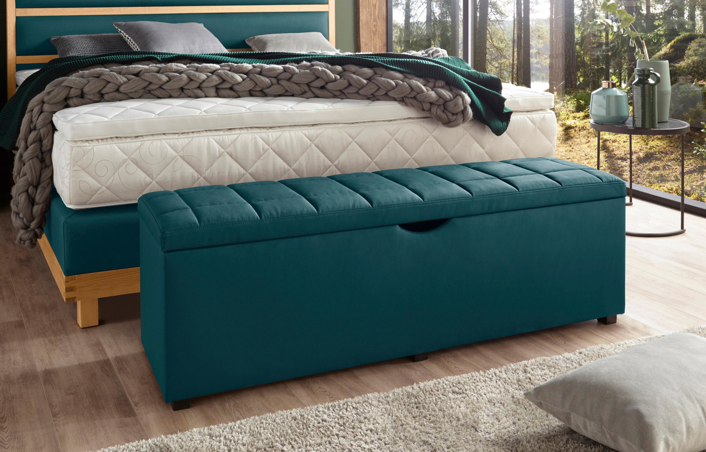 Places of Style Hockerbank »Checked«, mit Stauraum, Breite 120 cm und 160 cm, als Bettbank geeignet
