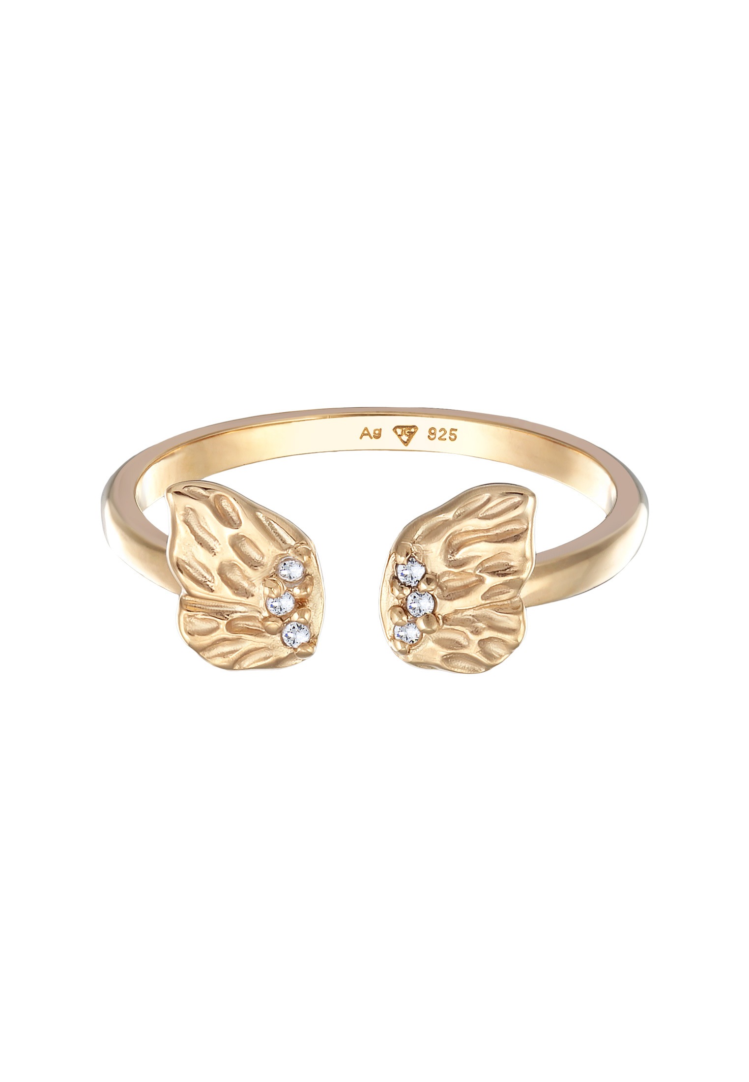 Elli Silberring »Ring Schmetterling Flügel Zirkonia 925 Silber vergoldet«