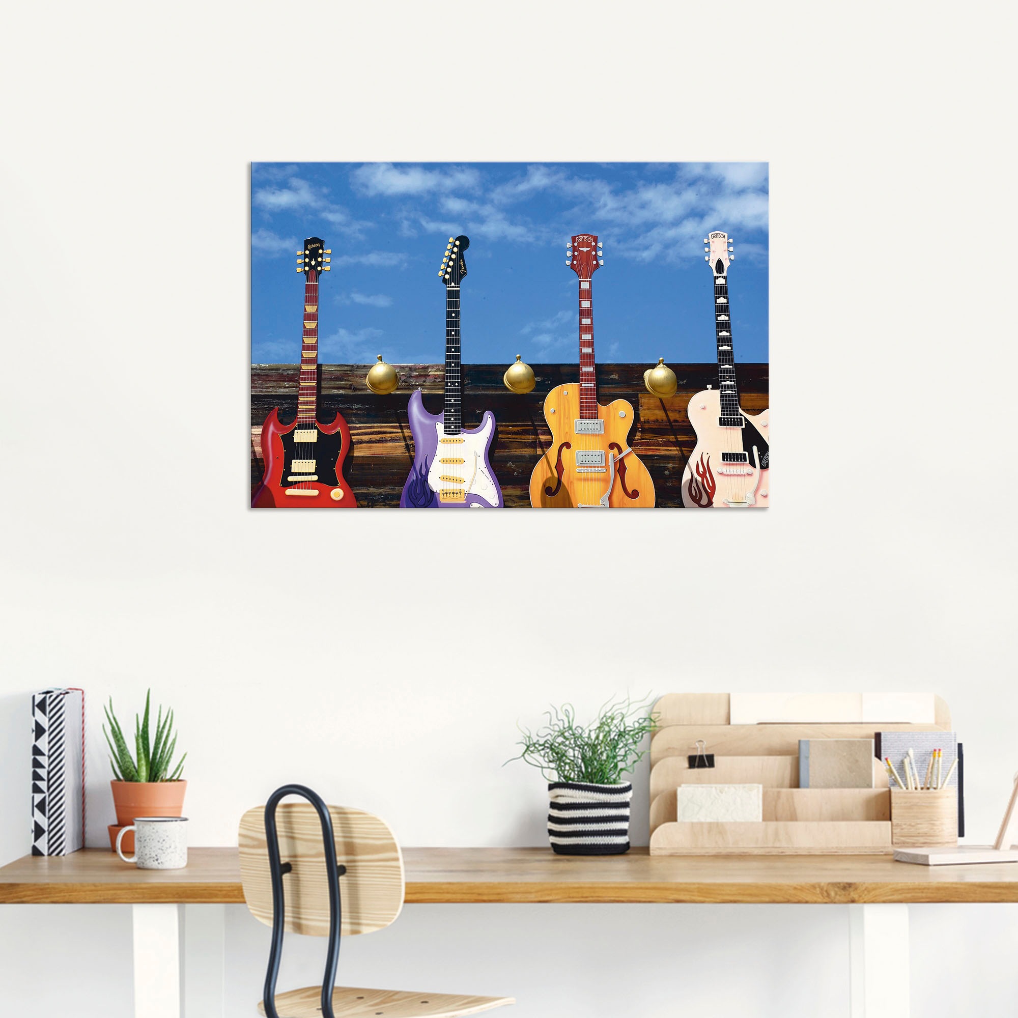 Artland Wandbild »Vier Elektrogitarren«, Instrumente, (1 St.), als Alubild, Leinwandbild, Wandaufkleber oder Poster in versch. Größen