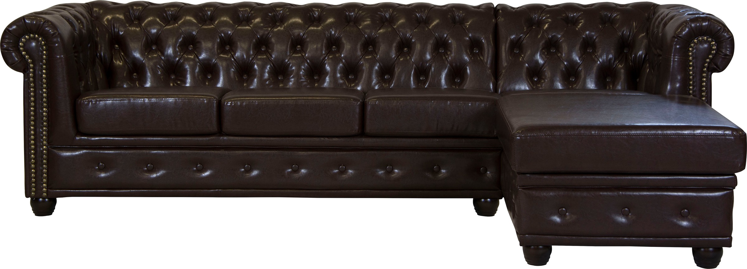 Home affaire Chesterfield-Sofa »Rysum L-Form« Chesterfield-Optik mit Ottomanen-Abschluß