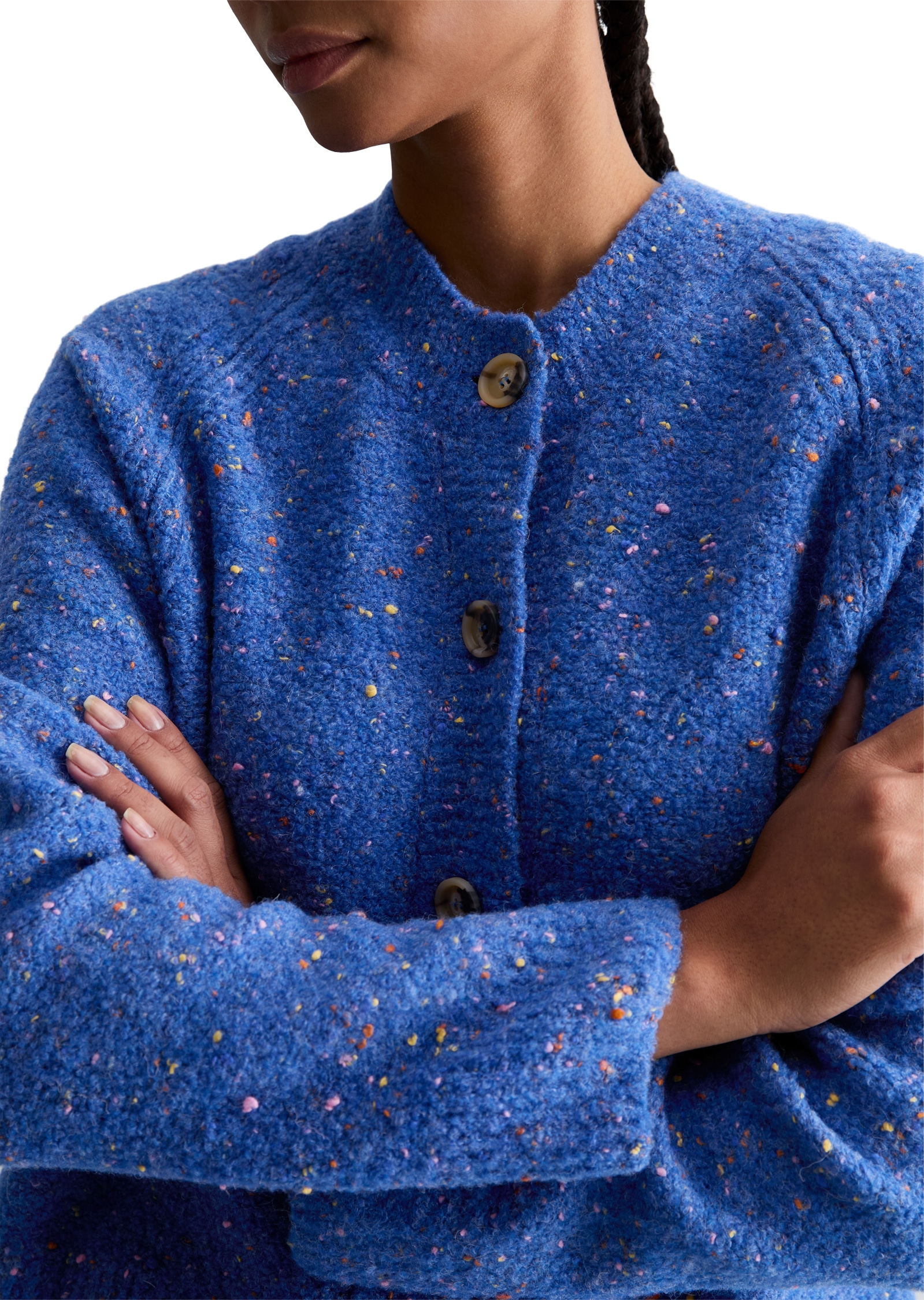 Marc O'Polo DENIM Strickjacke Bouclé, relaxed fit, aus Schurwolle-Viskose-Mix