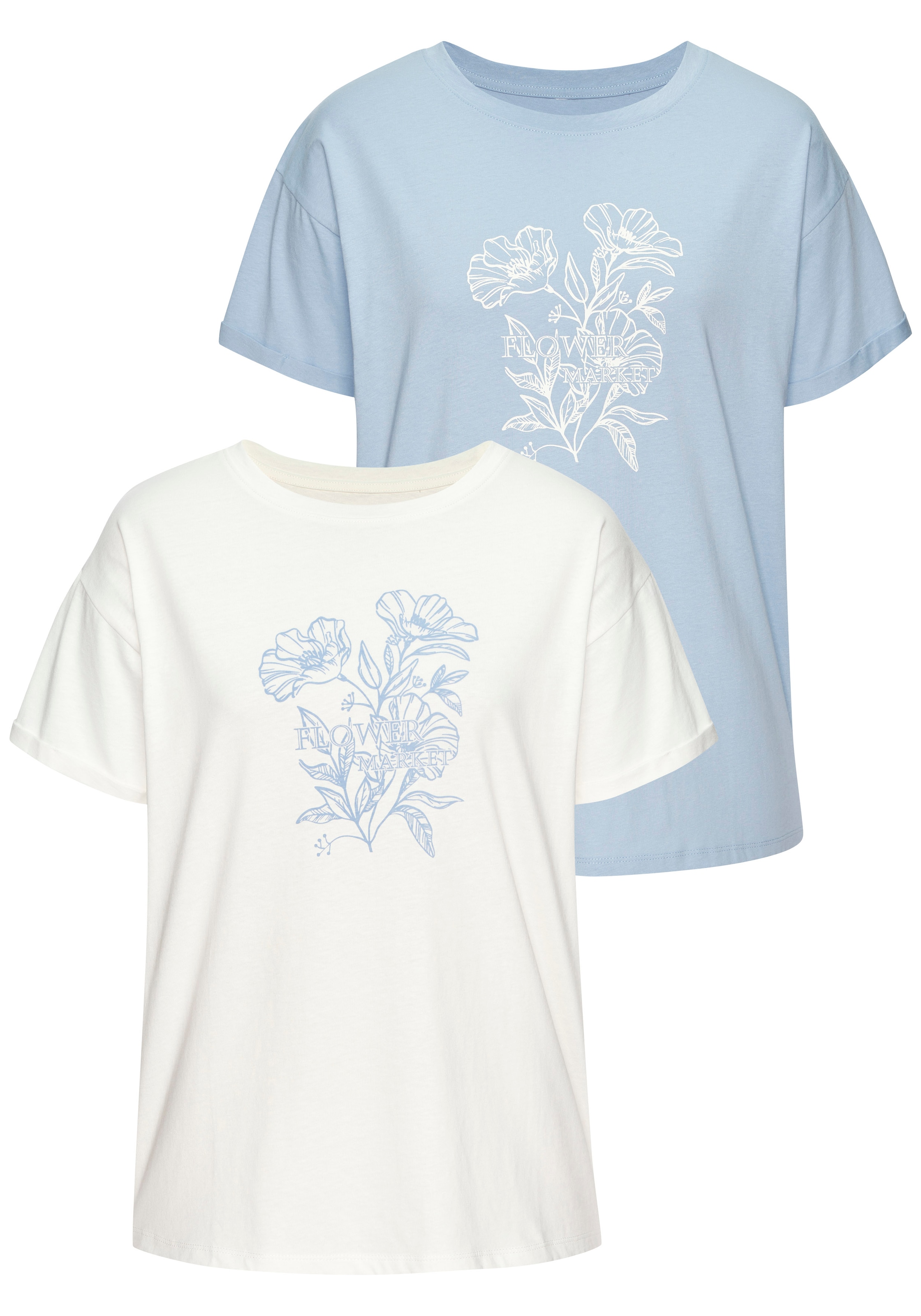 Vivance T-Shirt »mit Frontdruck« 2er-Pack,  aus hochwertiger Bio-Baumwolle