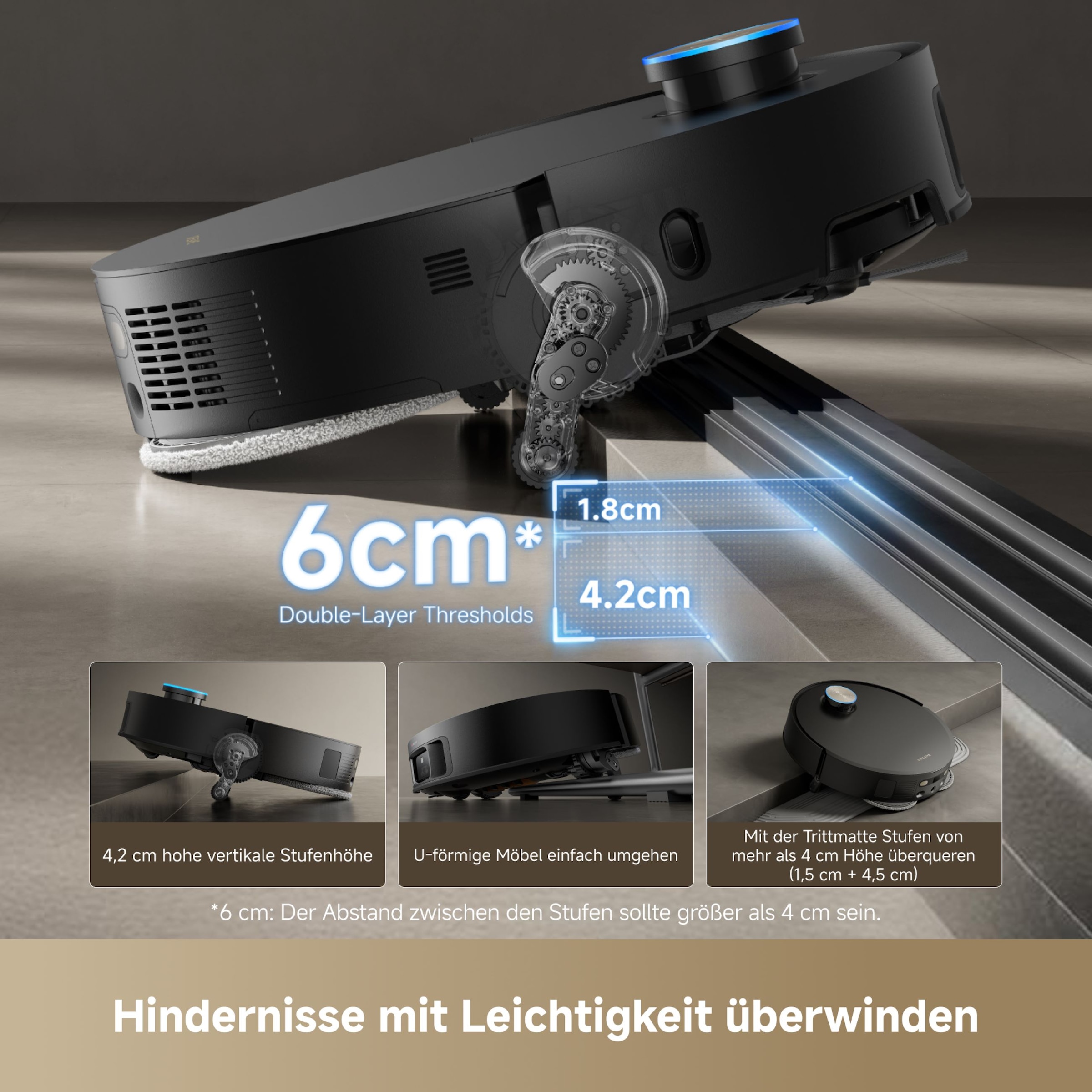 Dreame Saugroboter »Dreame X50 Master mit Wischfunktion, 20.000 Pa Saugkraft«, Hindernisüberwindung, kompakte Basisstation