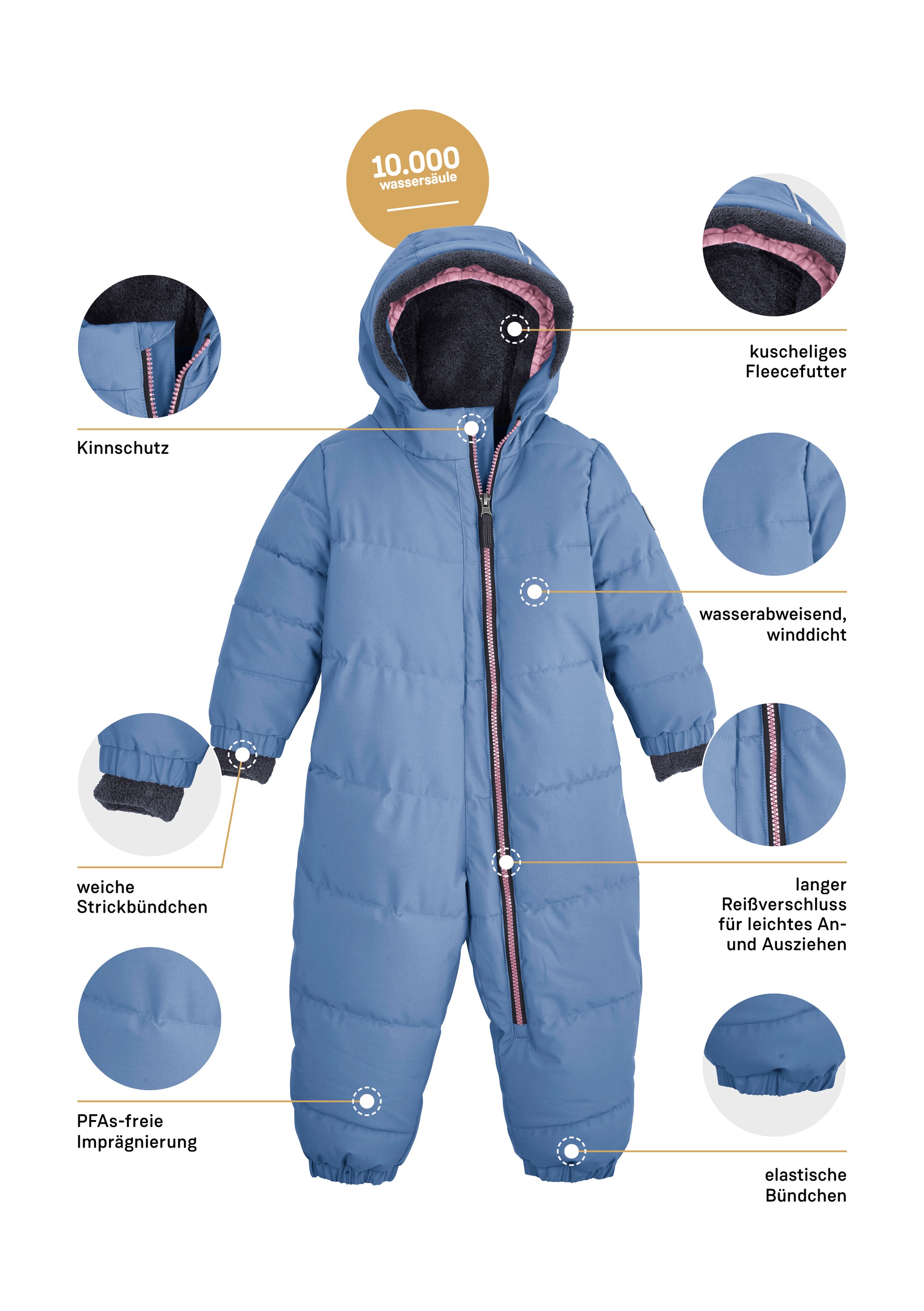 first instinct by killtec Overall »FIOW 20 MNS QLTD ONPC« Steppoverall mit Kapuze, 10.000 mm Wassersäule, Teddyfell innen