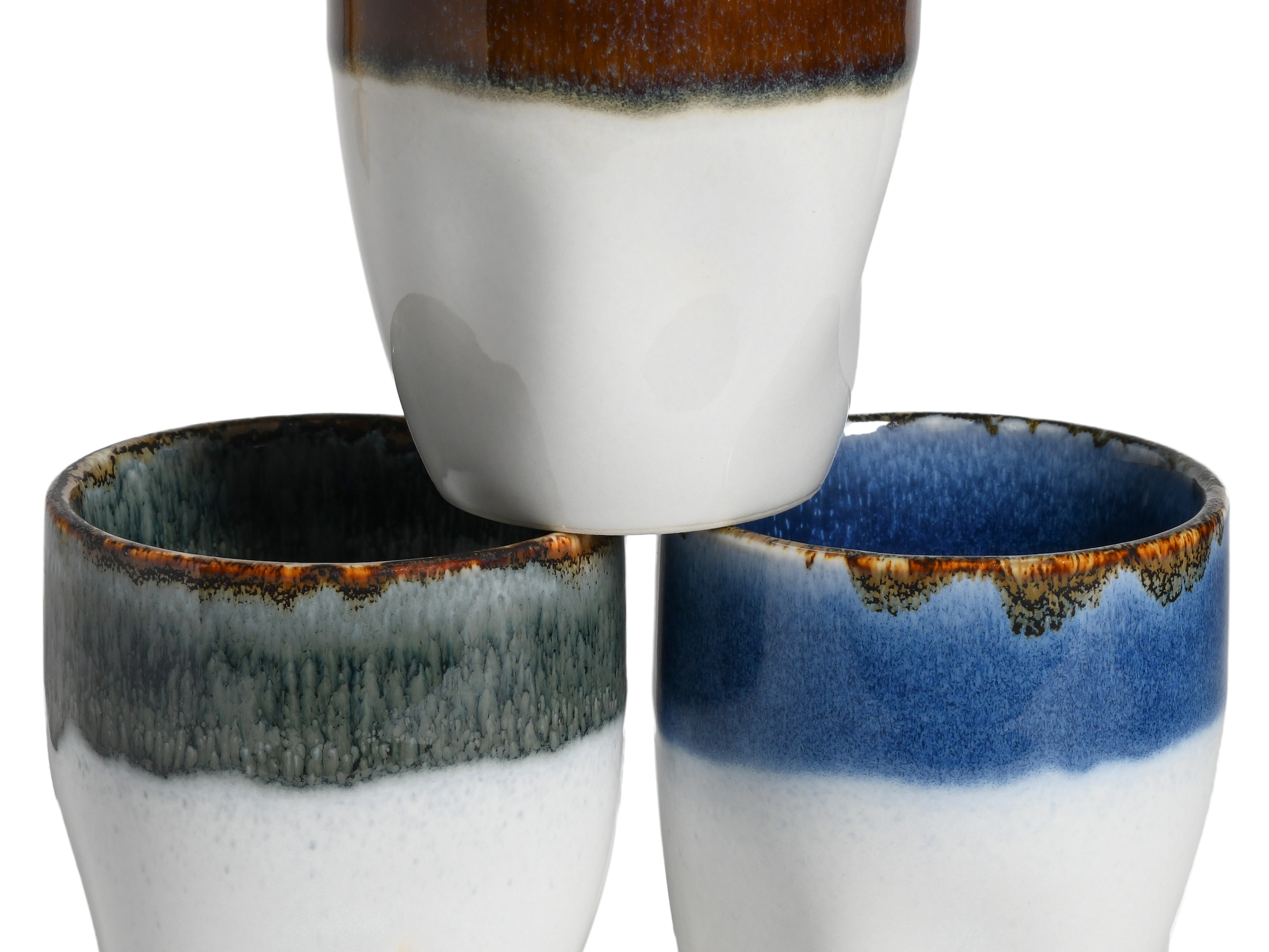 CreaTable Becher »Squeezy Cascade, Kaffeebecher 4-tlg« Einzigartige Optik, Reaktivglasur