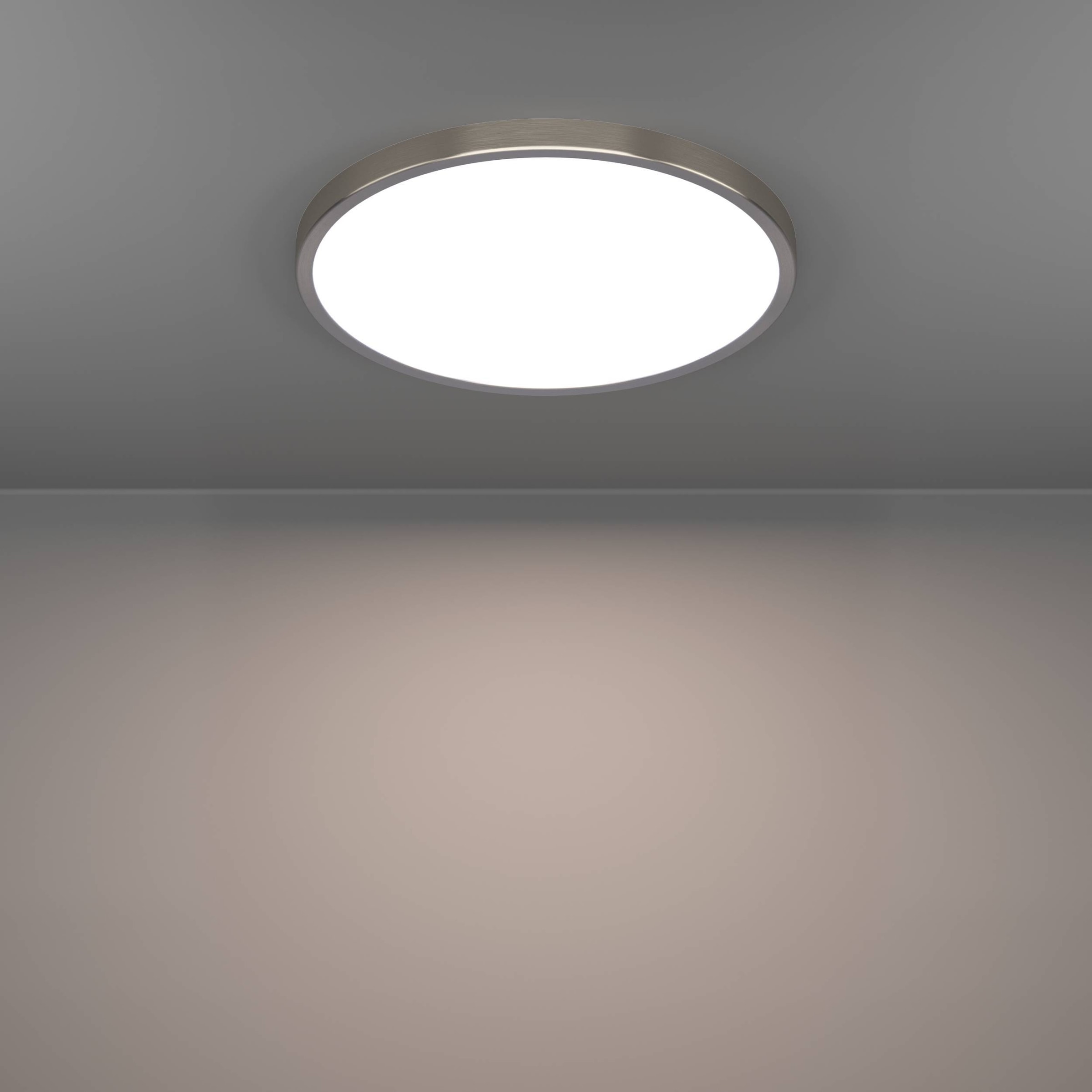 EGLO Aufbauleuchte »Fueva 6 Aufbaulampe, Metall und Kunststoff, silber, weiß, Deckenlampe« LED-Modul 1 Stk. Kaltweiß | Neutralweiß | Warmweiß Aufbauleuchte - H2,5 x Ø38,9 cm - nickel-matt - 17W inkl.