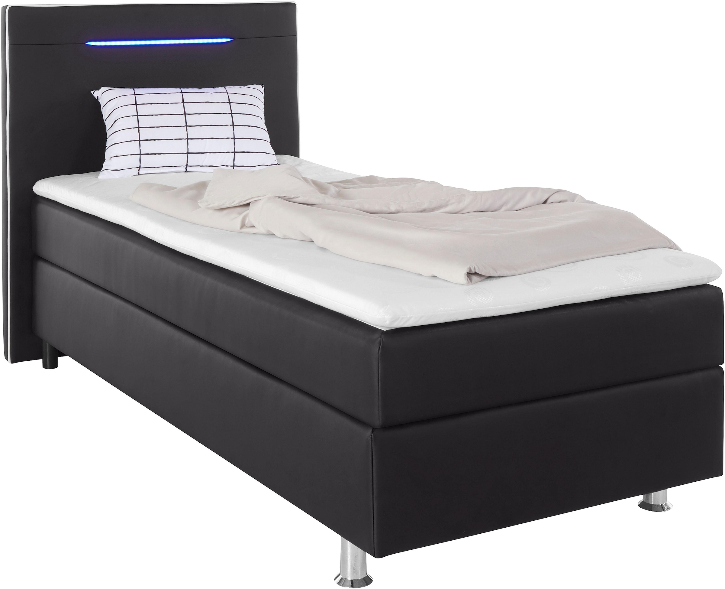 COLLECTION AB Boxspringbett »London, inklusive Topper und Kissen, mit LED-Beleuchtung«, Boxspringbett erhältlich in 90cmx200cm, 140cmx200cm & 180cmx200cm