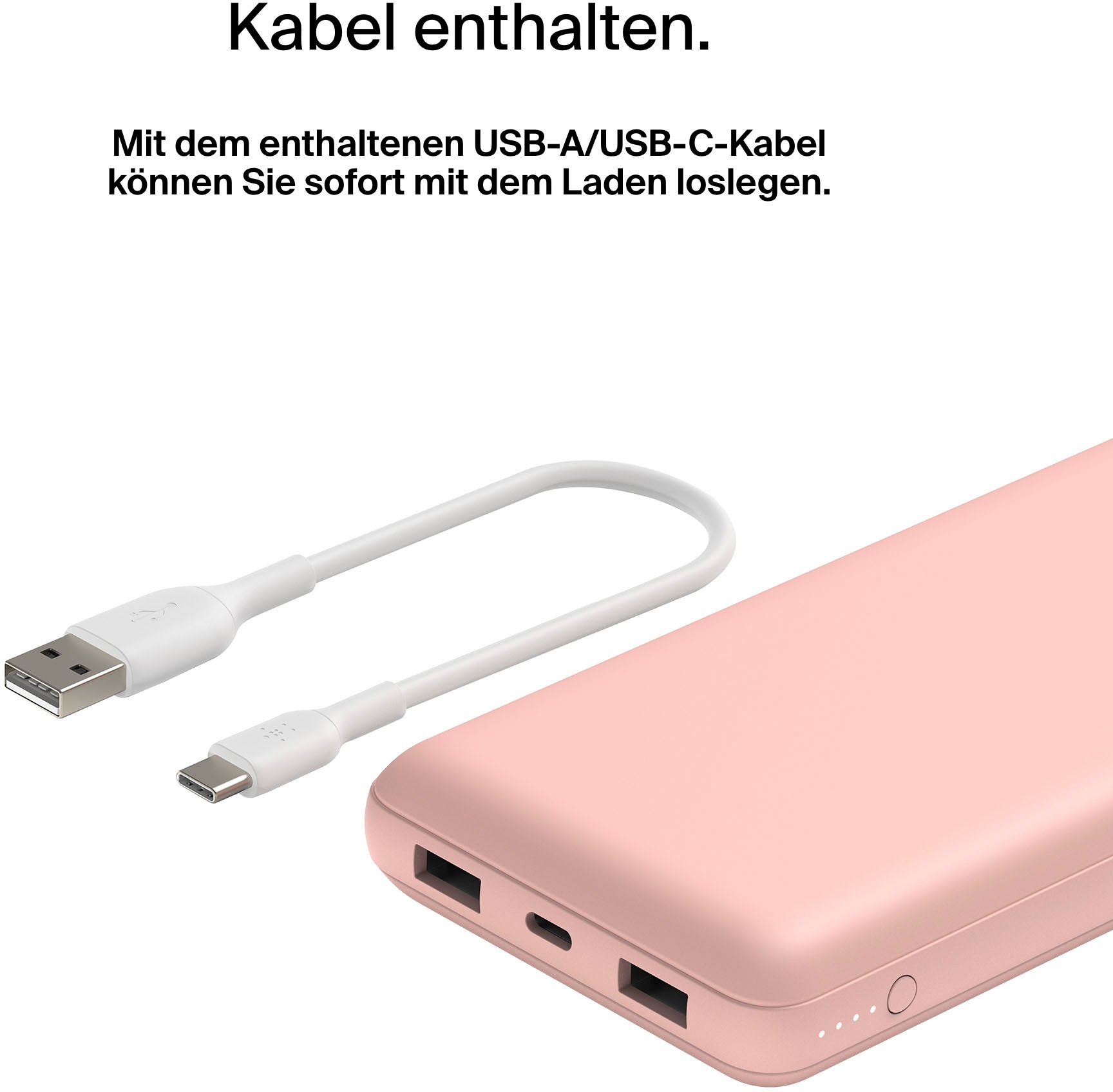 Belkin Powerbank »BoostCharge 20.000mAh Powerbank 15 Watt zum Laden von 3 Geräten«, 1x USB-C, 2x USB-A, Power für bis zu 78 Stunden