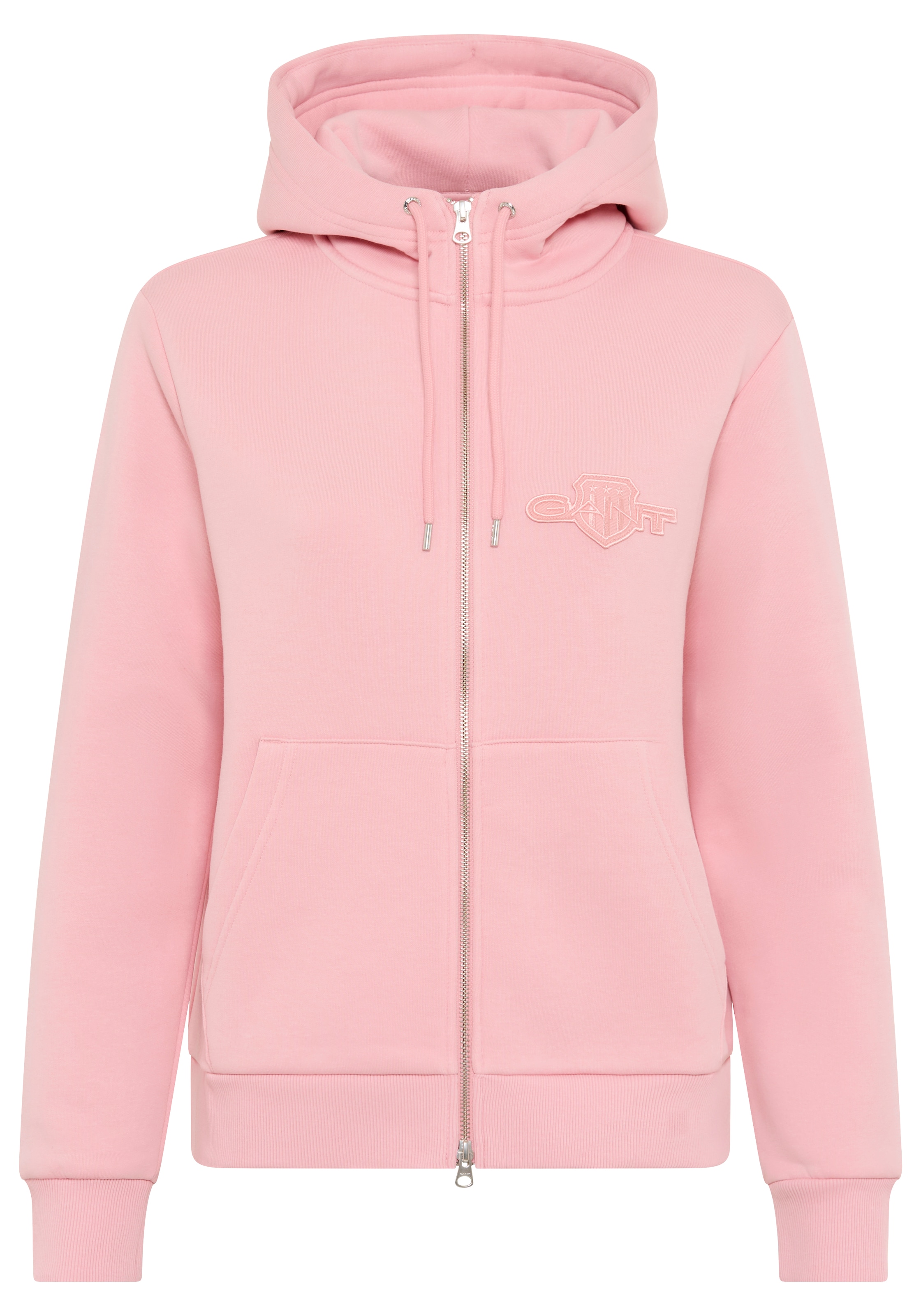 Gant Kapuzensweatjacke »REG TONAL SHIELD ZIP HOODIE« Markenstickerei, Kapuze, Rippbündchen