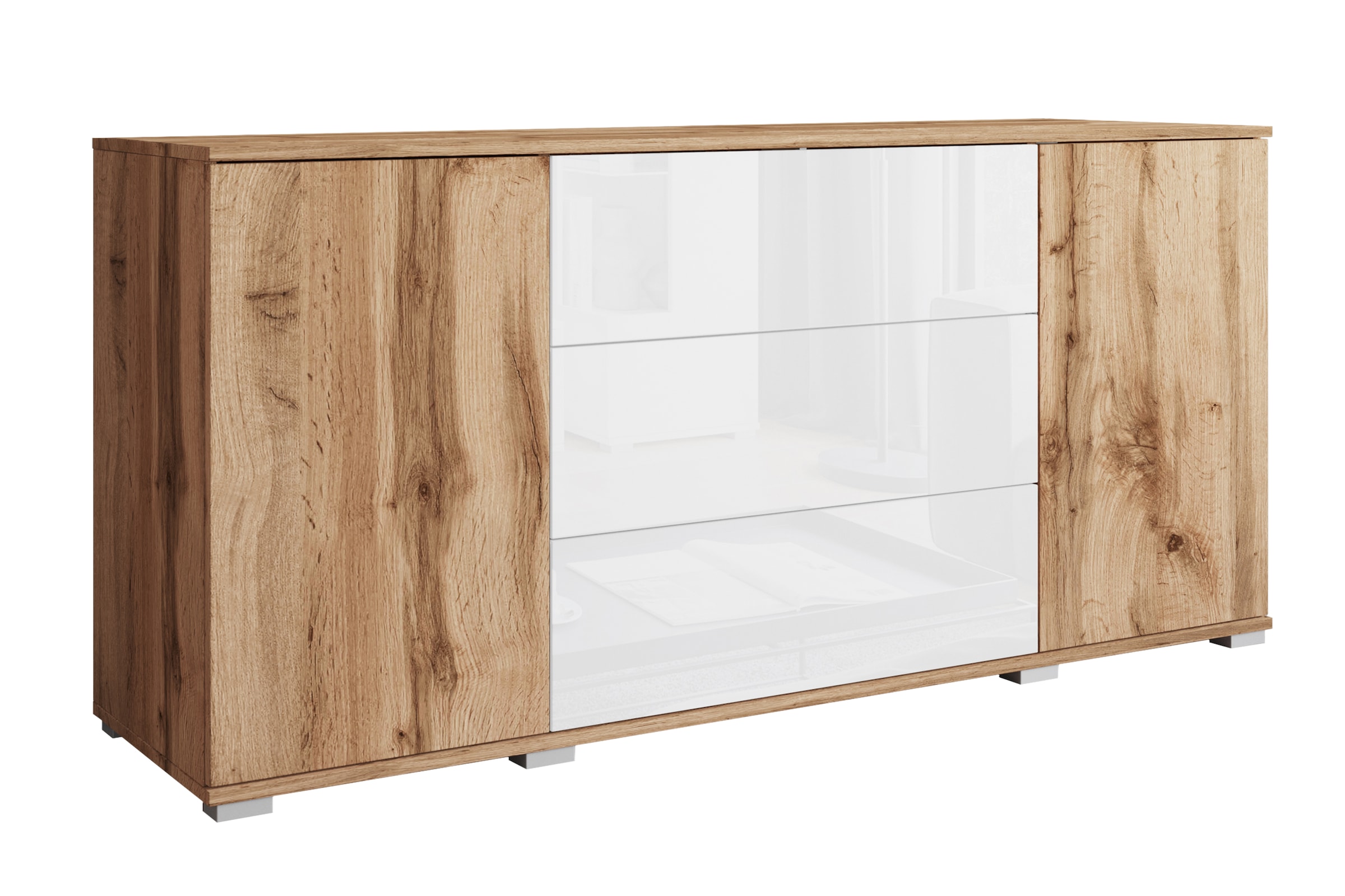INOSIGN Sideboard »Kenia, Kommode für das Schlafzimmer/Wohnzimmer«, (1 St.), Modernes Sideboard mit 3 Schubladen und 4 Fächern, Breite 150 cm