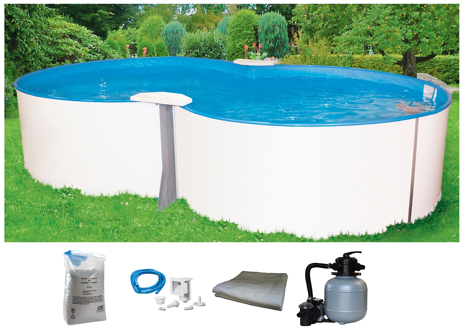 MyPool Achtformpool »Premium«, (Set), 5-tlg., BxLxH: 360x625x135 cm