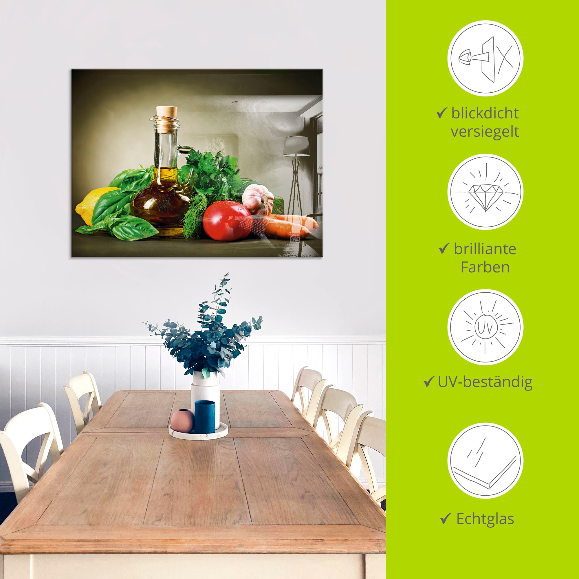 Artland Glasbild »Gesundes Gemüse und Gewürze« Lebensmittel 1 Stk. tlg. in verschiedenen Größen