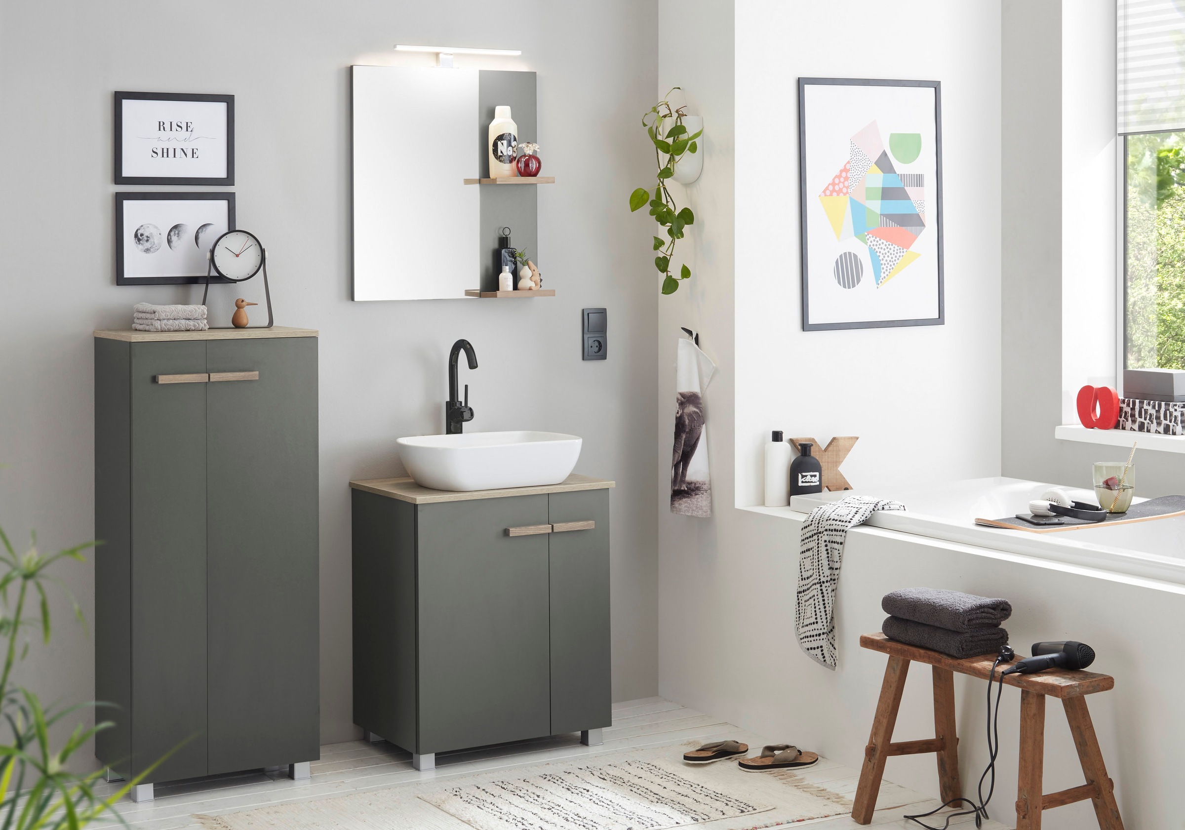 Home affaire Badmöbel-Set »SOLiD, Badmöbel-Set, Bad im modernen Design, 3-teiliges Badezimmer« Set, 3 Stk. tlg.