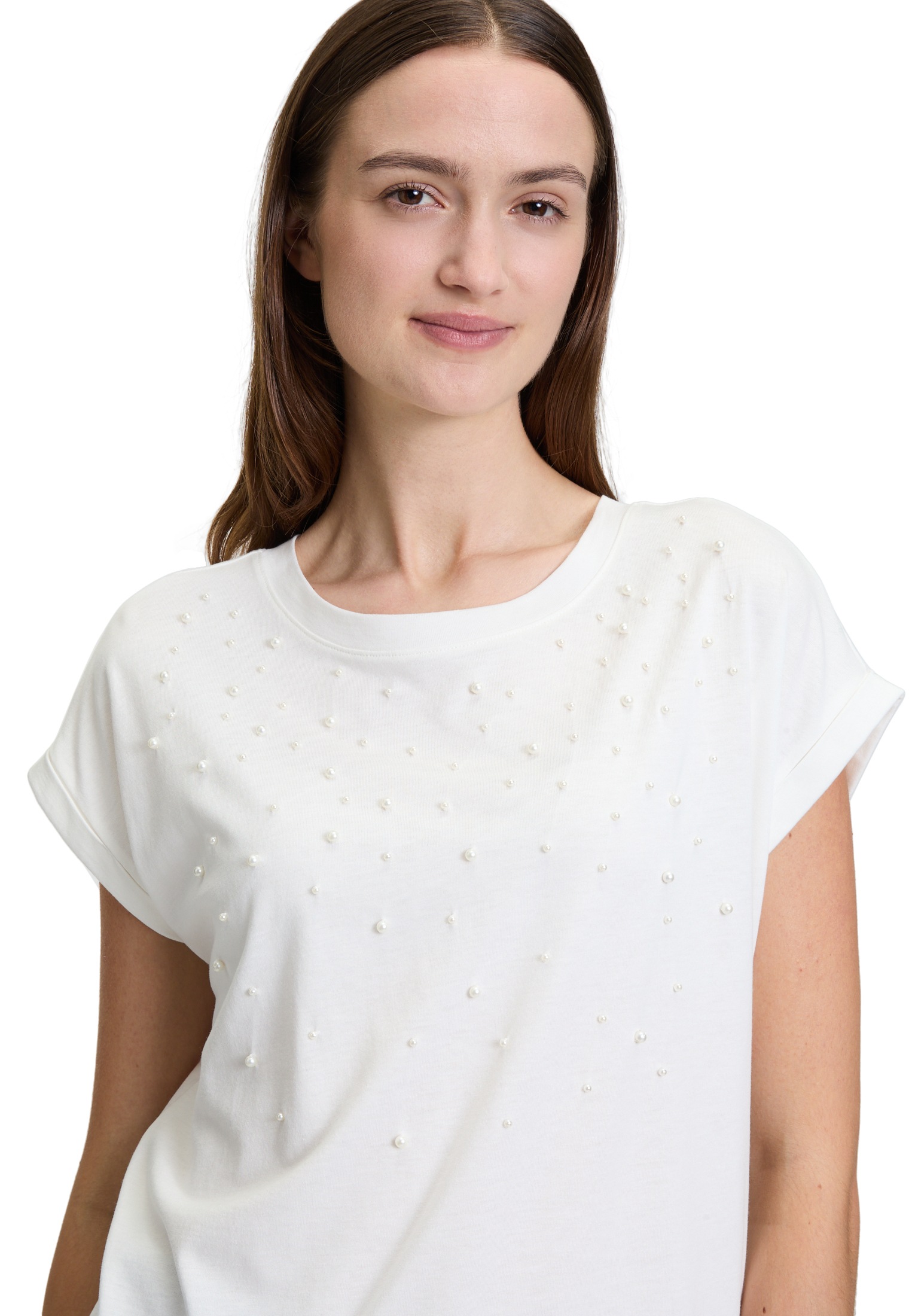 Betty&Co Kurzarmshirt »Casual-Shirt mit Perlen«