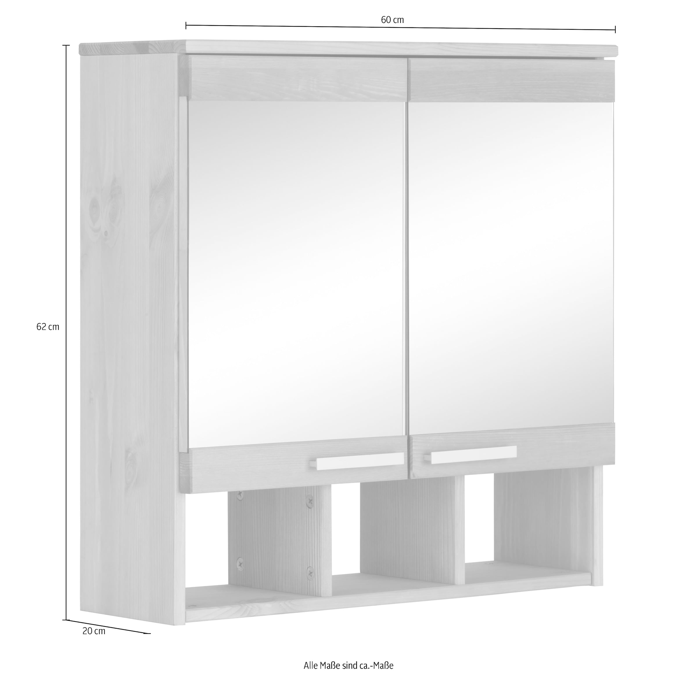 OTTO Metallgriffe Spiegelschrank aus 60 Einlegeboden, affaire bei Massivholz, Home »Josie«, cm, Breite verstellbarer