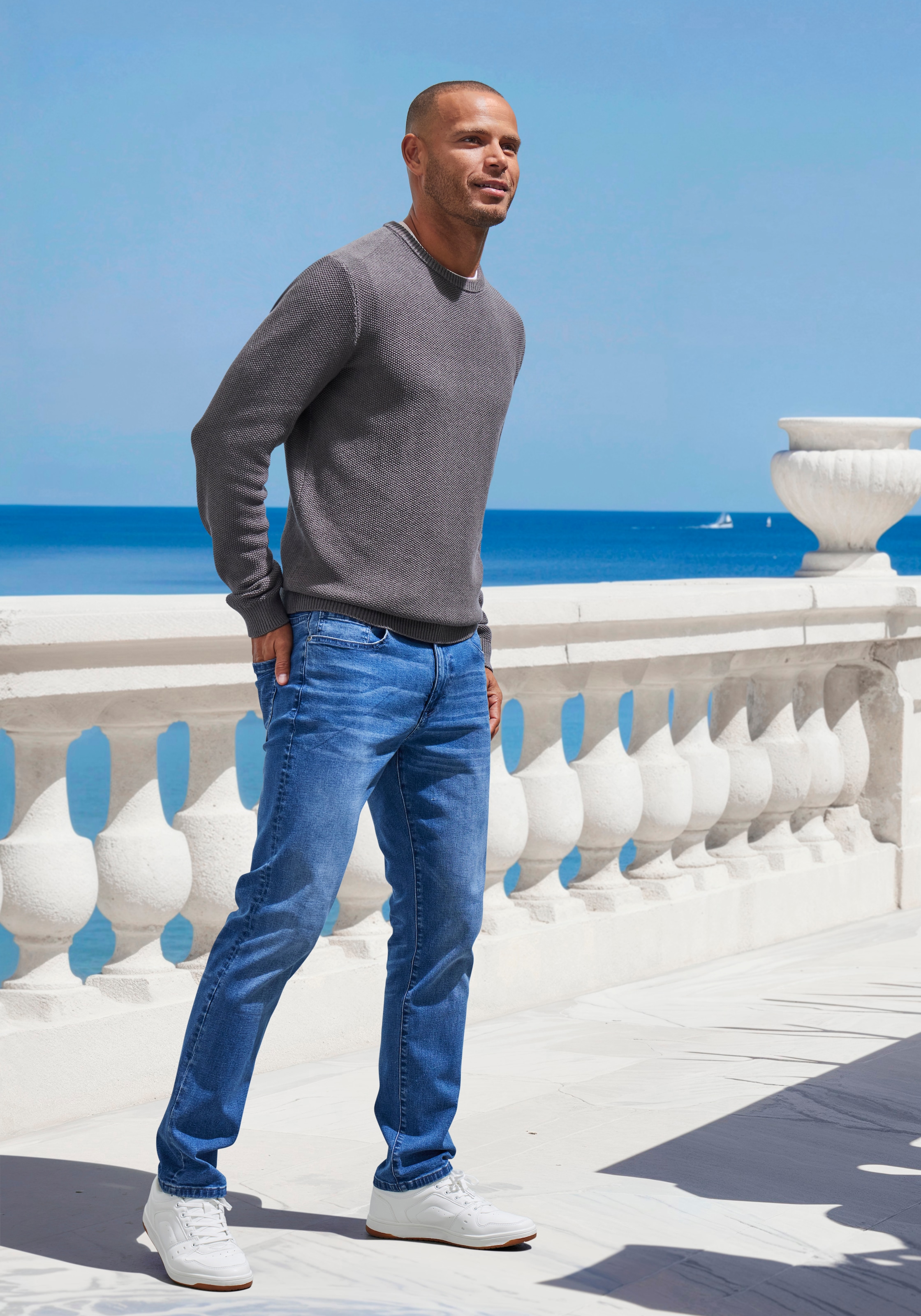 John Devin Strickpullover, Pullover in modischer Strickstruktur