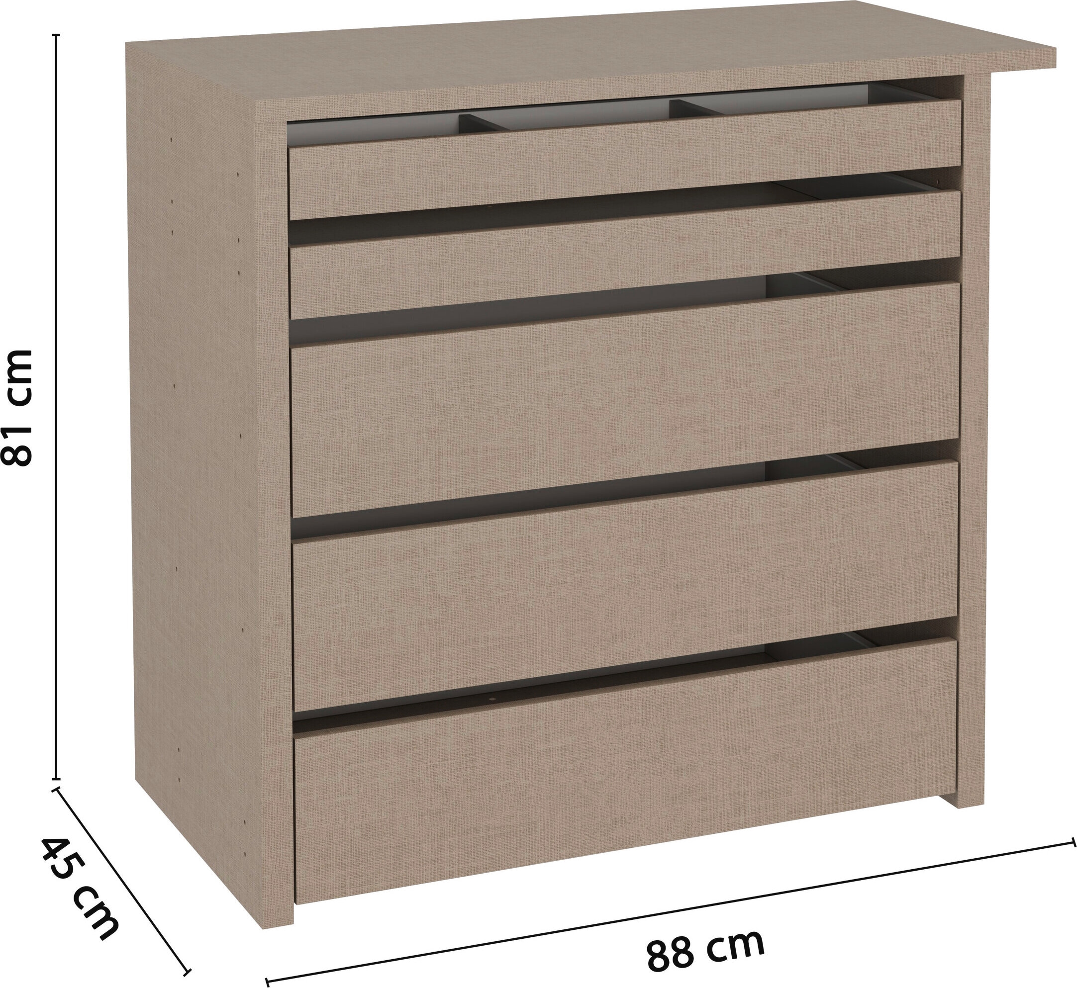 rauch Schubladeneinsatz »Zubehör für Rauch-Schränke Garderobe Kleiderschrank Schrank« mit 5 Schubladen, Breite 88 cm, Tiefe 45 cm, MADE IN GERMANY