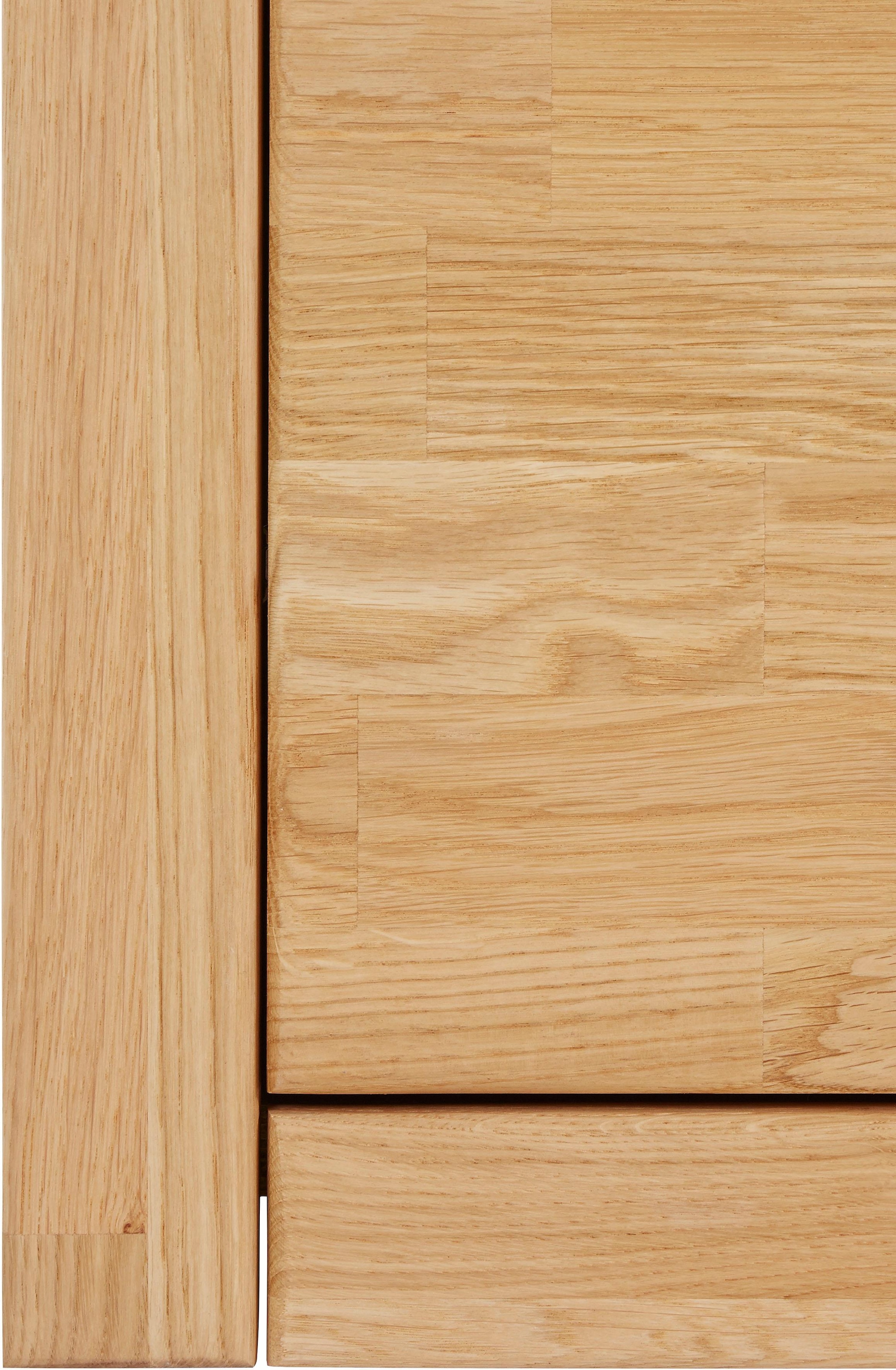 Home affaire Sideboard »Ribe,130cm breit,80cm hoch,Oberplatte Holz massiv,6 Fächer«, Holz massiv, Holzwerkstoff, Metall Griffe,2 Türen,3 Schubladen