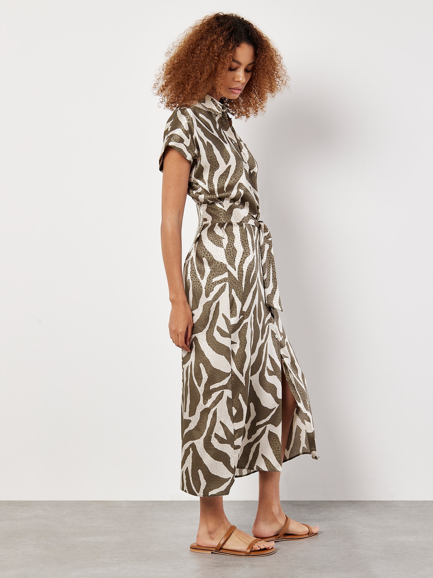Apricot Midikleid »Midikleid« mit Stoffgürtel, 2 tlg. mit Zebramuster