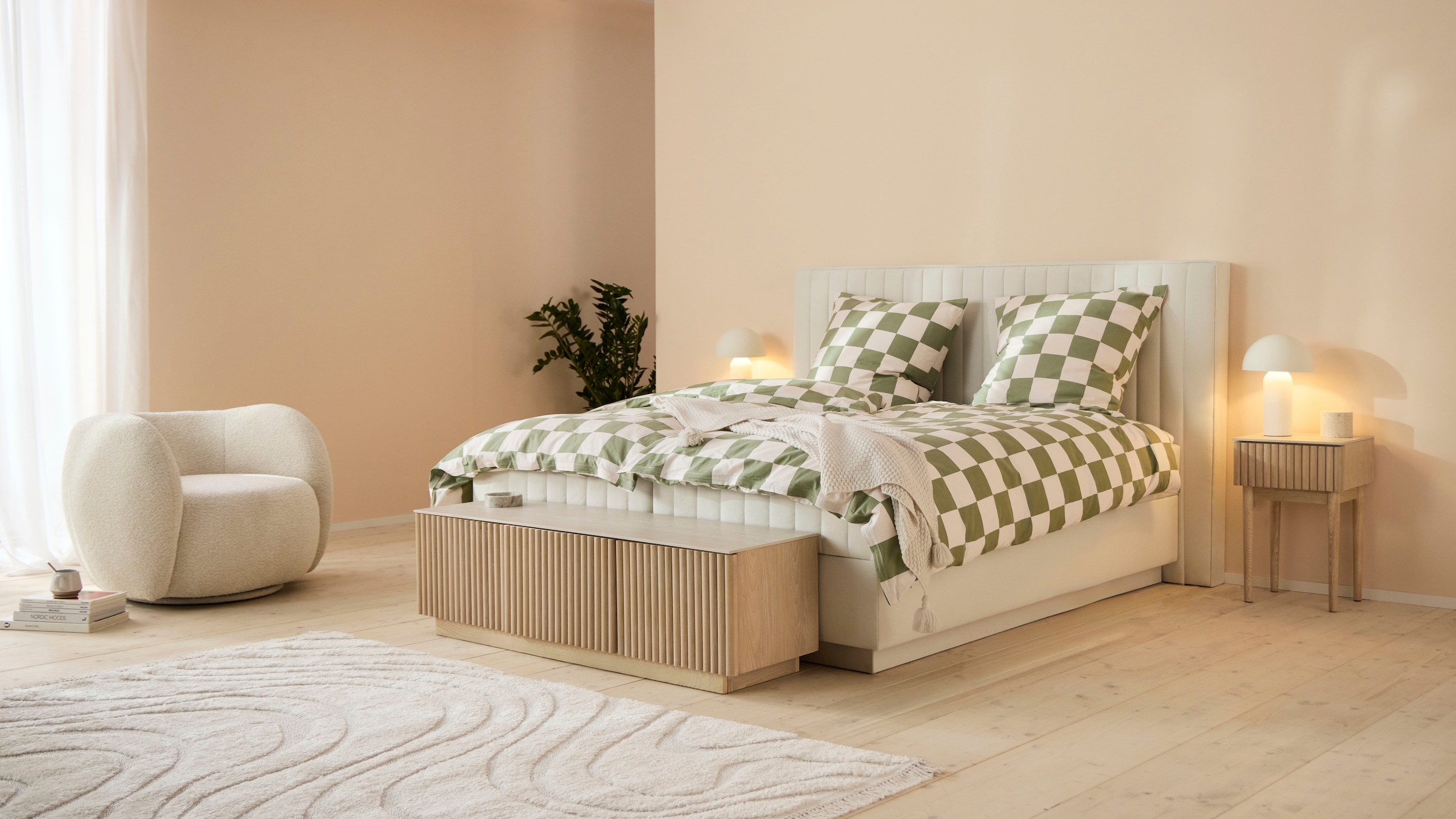 homsy by Ana Johnson TV-Schrank »Solva« Holzoptik aus Esche, geriffelte Front, Keramikplatte, Breite 138 cm