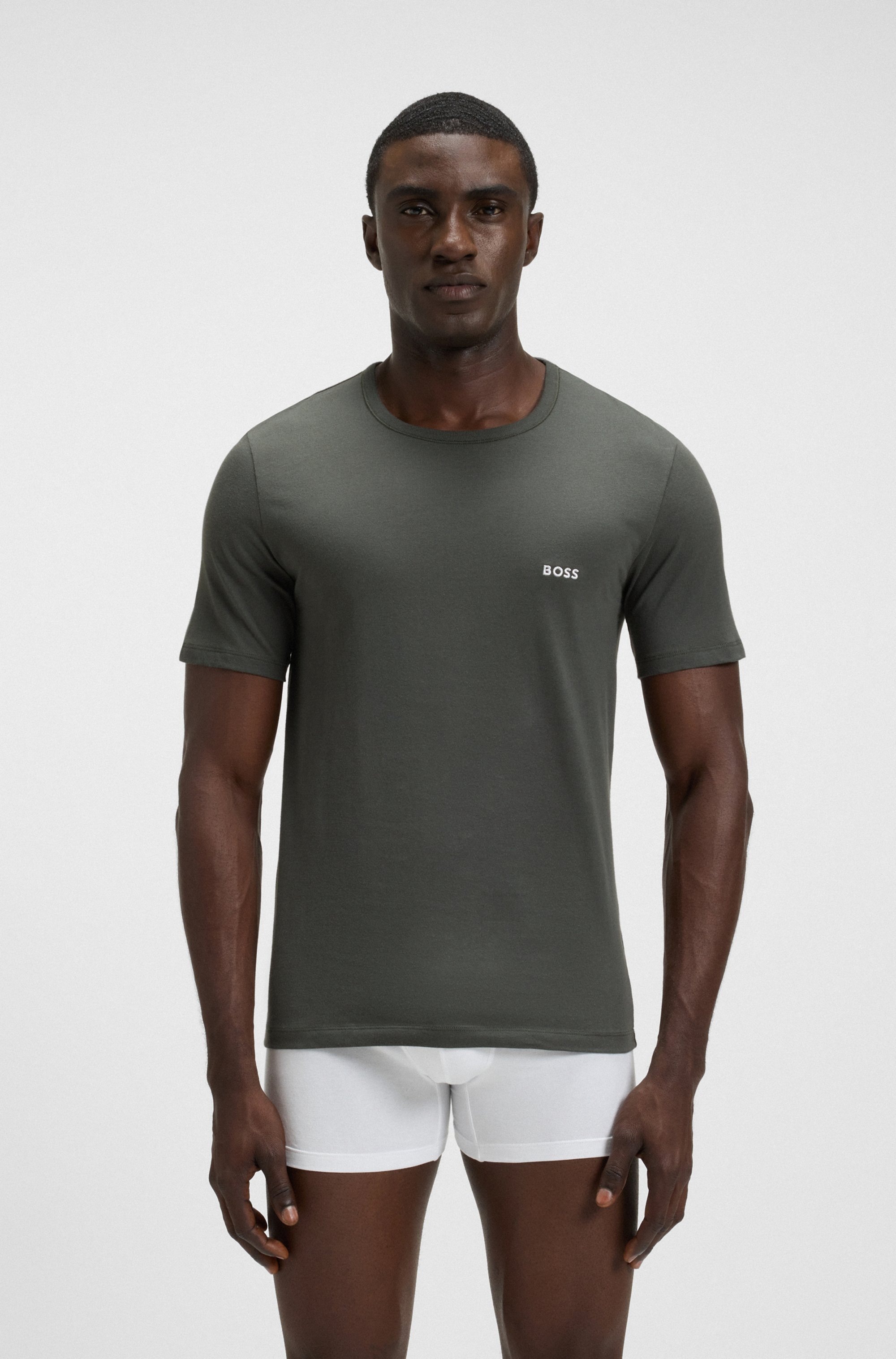 BOSS T-Shirt »TShirtRN 3P Classic«, (Packung, 3 tlg.), mit BOSS Stickerei
