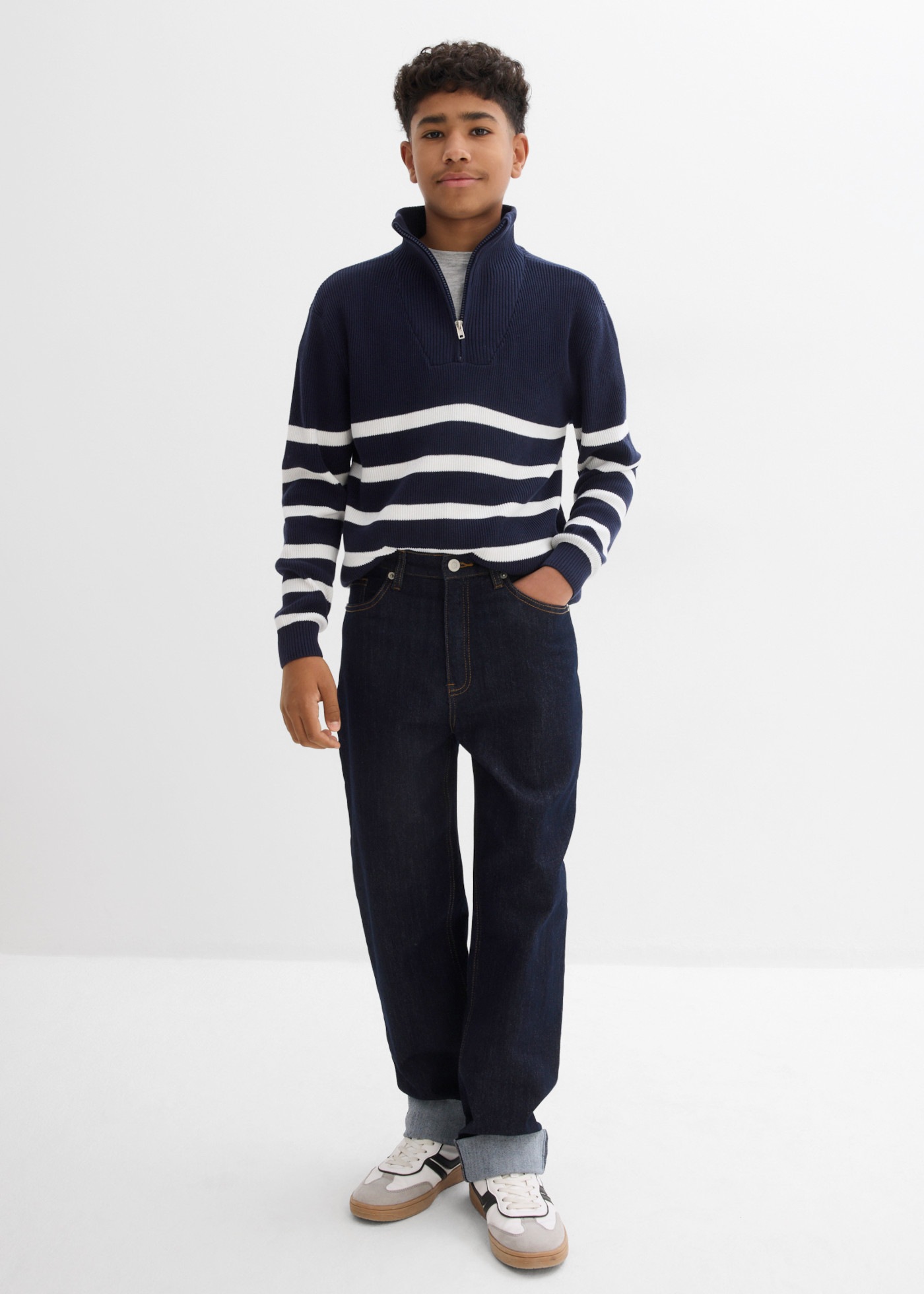 bonprix Loose-fit-Jeans im Baggy-Look, mit Turn-Up-Saum, lockere Passform