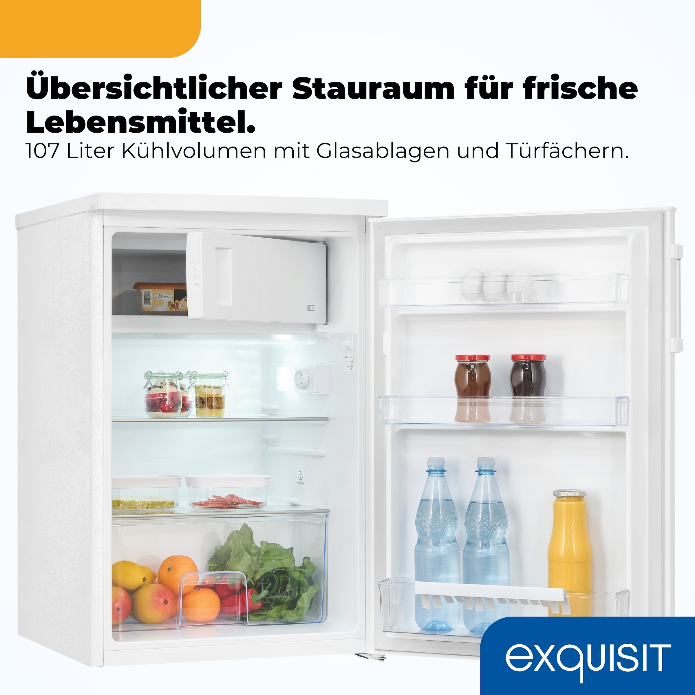 exquisit Kühlschrank KS16-4-H-010C weiss »KS16-4-H-010C weiss« 85 cm hoch 56 cm breit Kompakt, flexibel & effizient – mit LED und cleverer Aufteilung