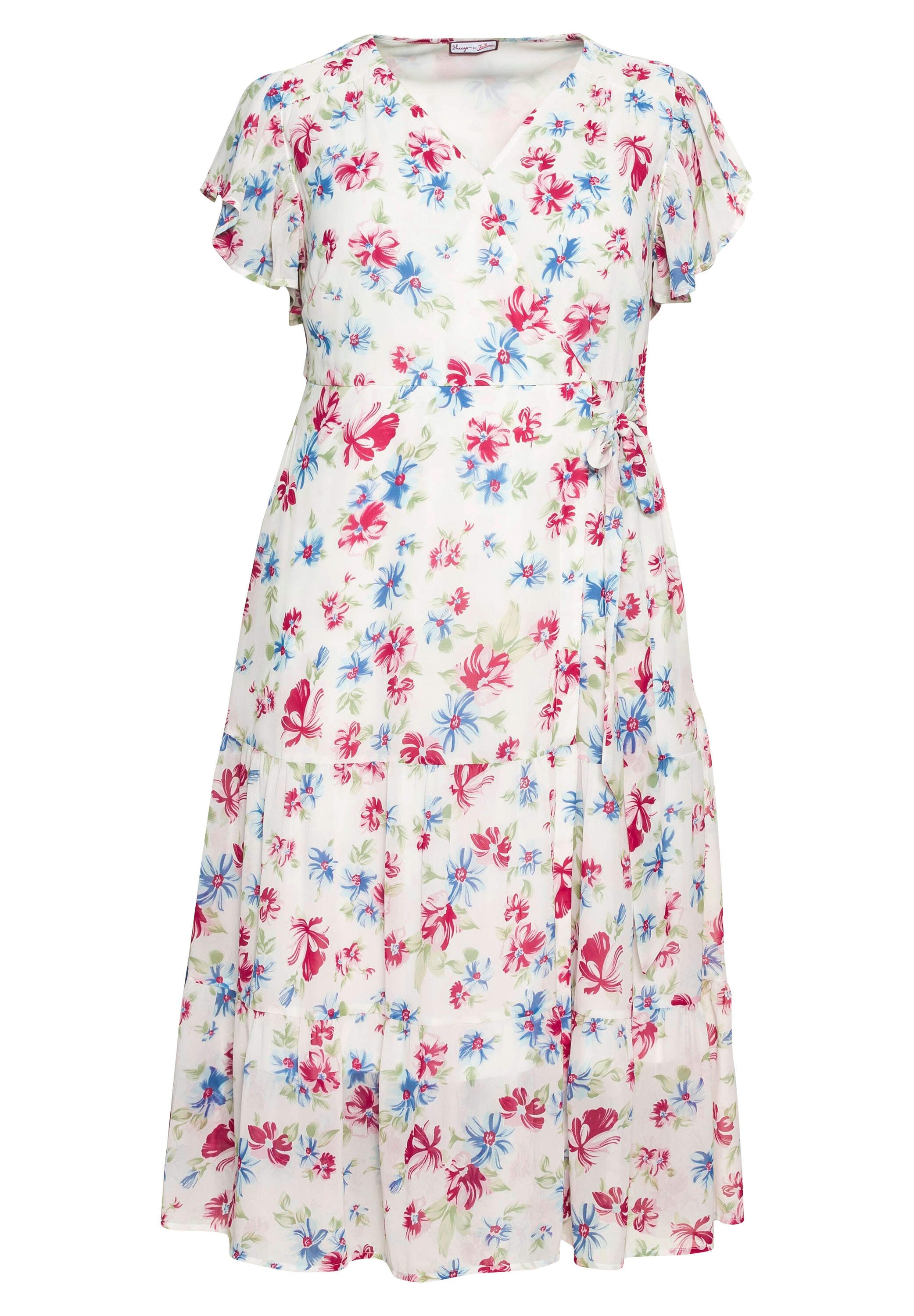 sheego by Joe Browns Jerseykleid »Chiffonkleid Chiffonkleid mit Blumendruck« mit Blumendruck und Bindegürtel