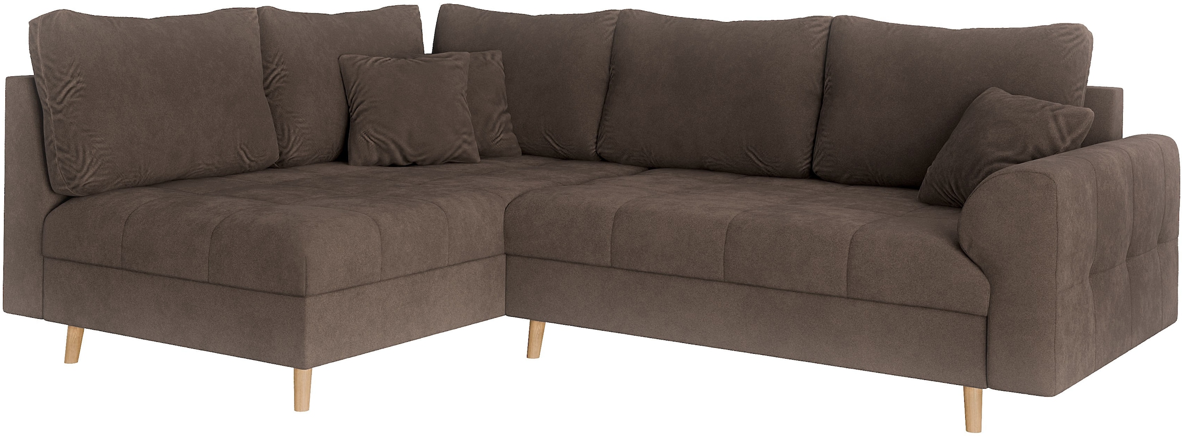 Home affaire Ecksofa »CHARRE L-Form mit Ottomane, Maße B/T/H: 231/161/81 cm«, feine Steppung, lose Rücken- und Zierkissen, auch in Cord und Bouclé