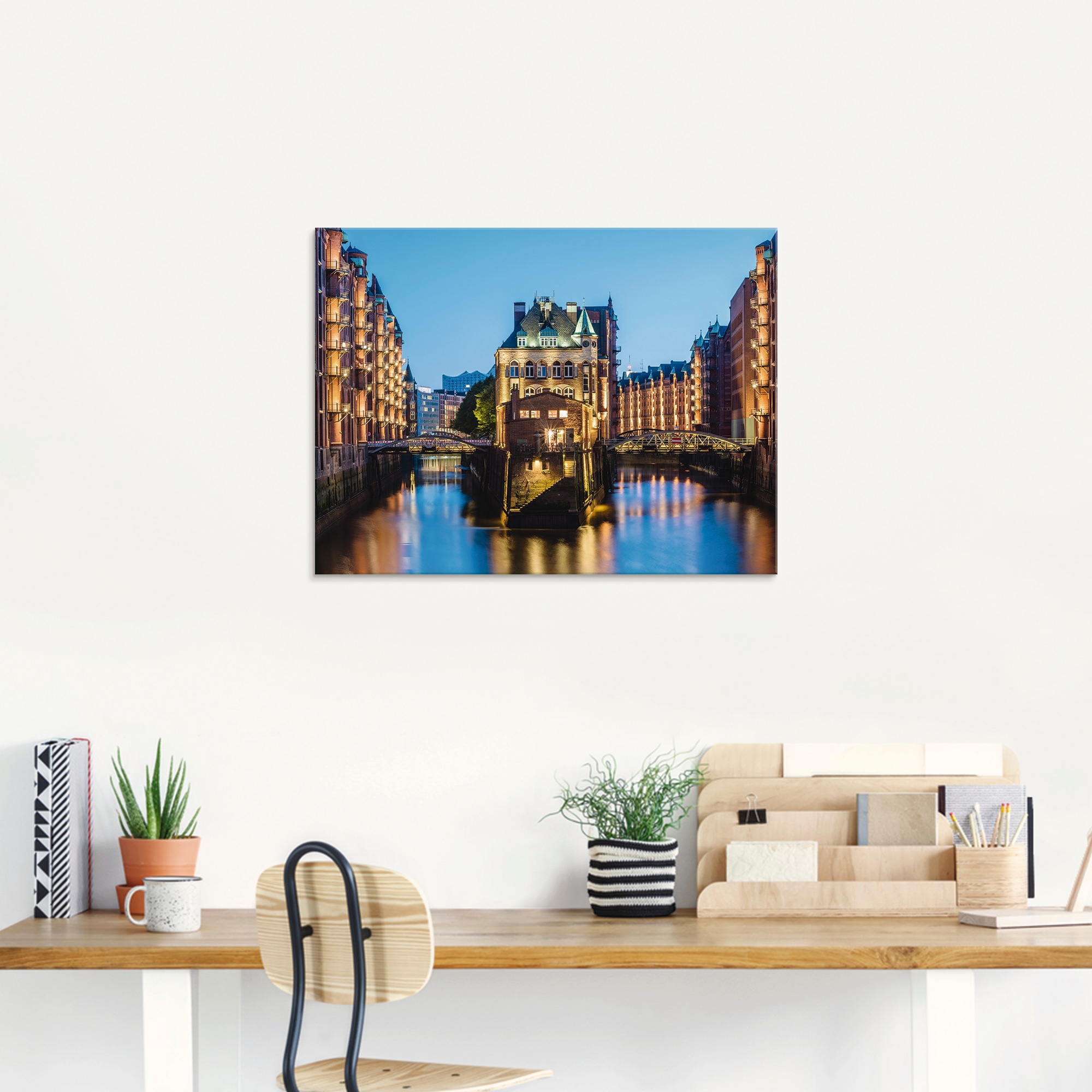 Artland Glasbild »Hamburg Wasserschloss in Speicherstadt 2«, Gebäude, (1 St.), in verschiedenen Größen