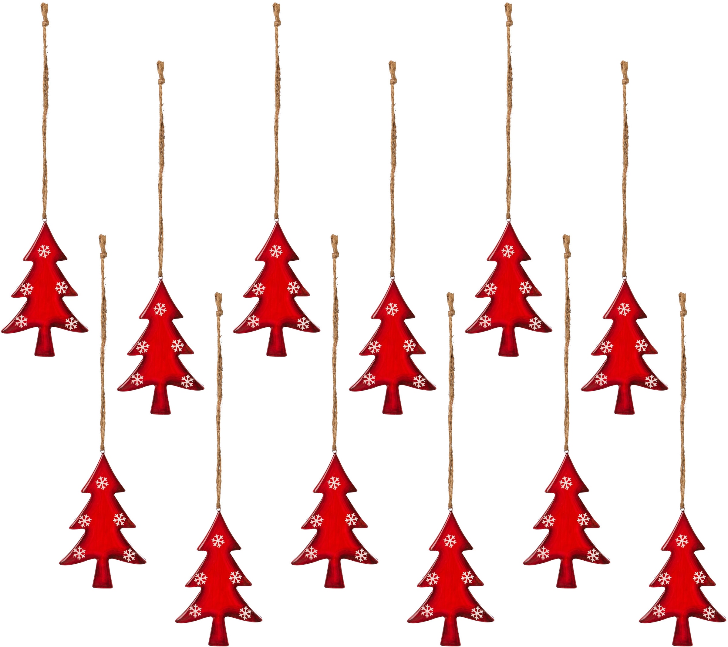 Creativ deco Hänge-Weihnachtsbaum »Weihnachtsdeko rot«, St.), (12 Shop Schneeflocken-Design im mit OTTO Online