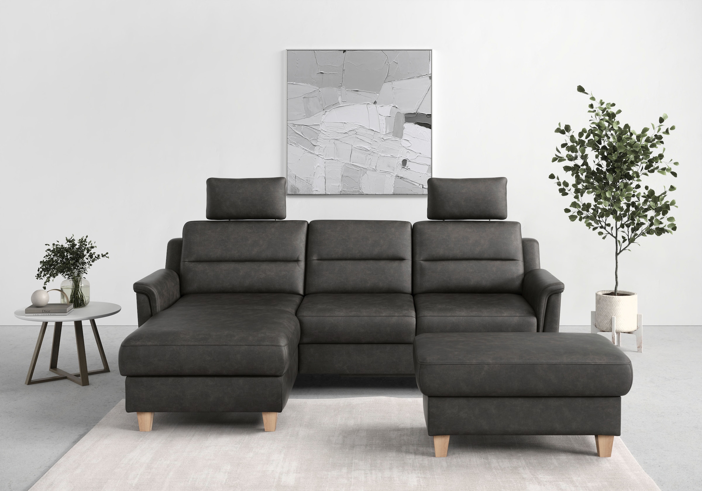 sit&more Ecksofa »Farö L-Form« inklusive Federkern, wahlweise mit Bettfunktion und Bettkasten