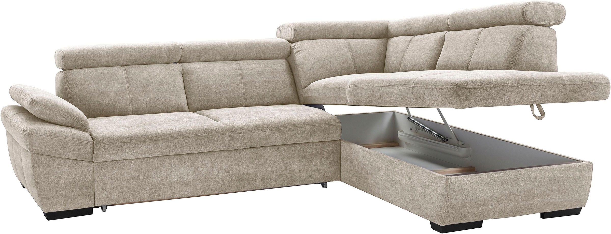 exxpo - sofa fashion Ecksofa »Salerno, klassisch modernes Funktionssofa, hoher Sitzkomfort, L-Form«, inkl. Kopf- und Armteilverstellung, wahlweise mit Bettfunktion