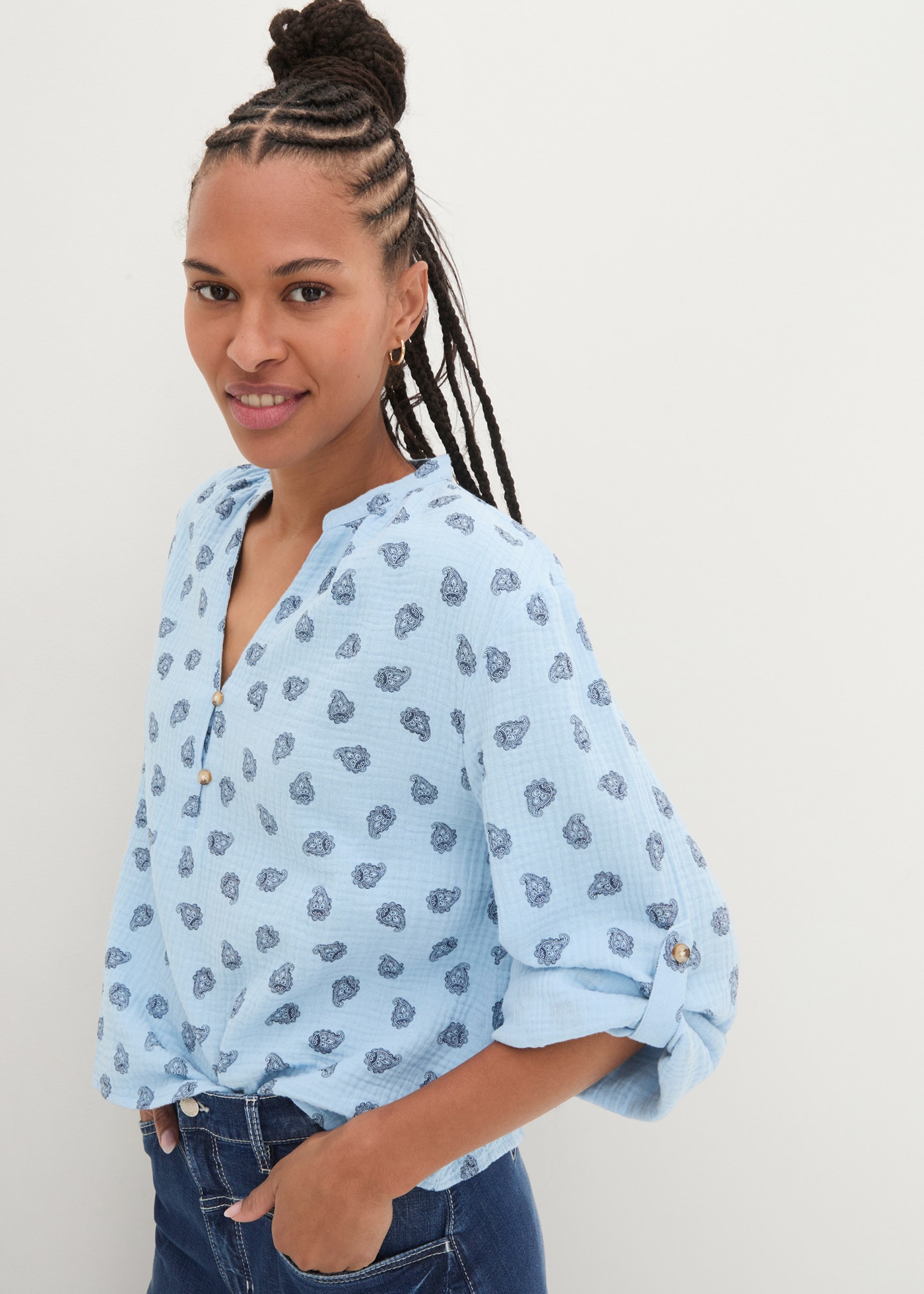 bonprix Langarmbluse »Oversize-Bluse aus luftigem Musselin« Oversize-Bluse aus luftigem Musselin