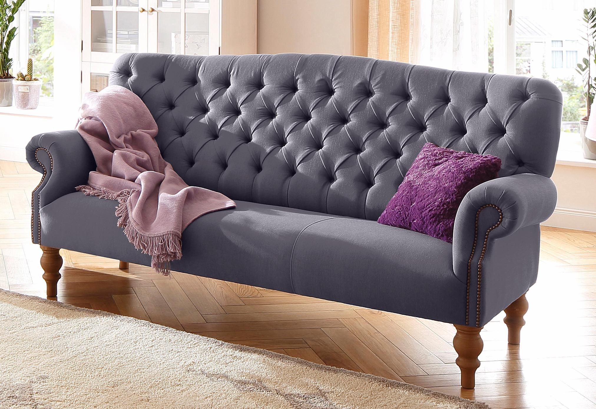 Home affaire Chesterfield-Sofa »Lord«, mit echter Chesterfield-Knopfheftung und Ziernägeln