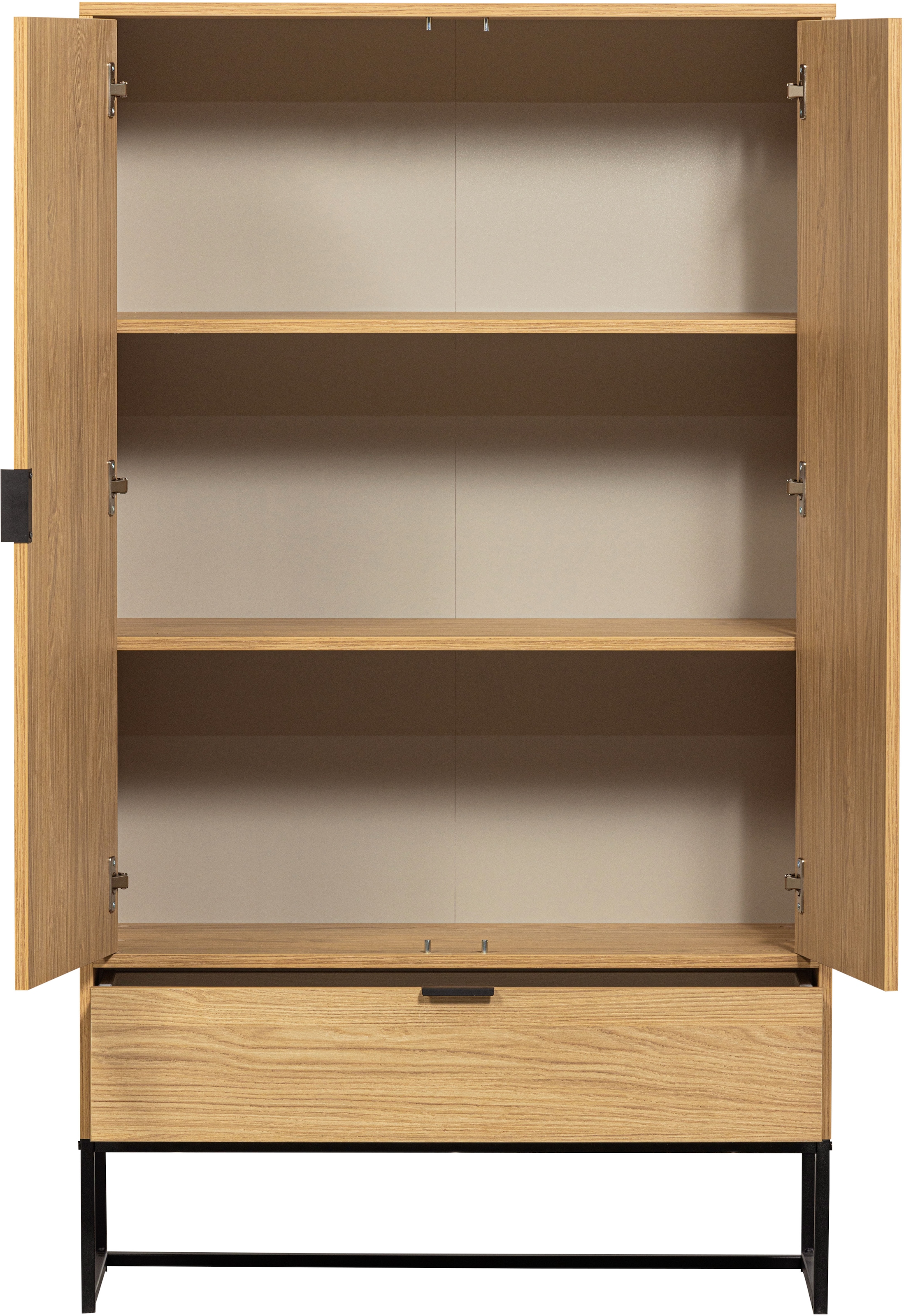 WOOOD Mehrzweckschrank »WOOOD SILAS 2-TÜREN SCHRANK EICHE DEKOR [fsc]« Silas Schrank aus Eichenmelamin auf Metall, 2 Türen und viel Stauraum