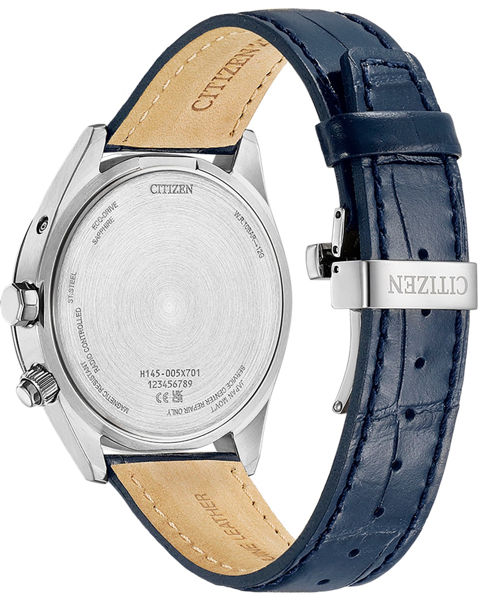 Citizen Funkuhr, Armbanduhr, Herrenuhr, Solar, Lederarmband, Saphirglas, Datum