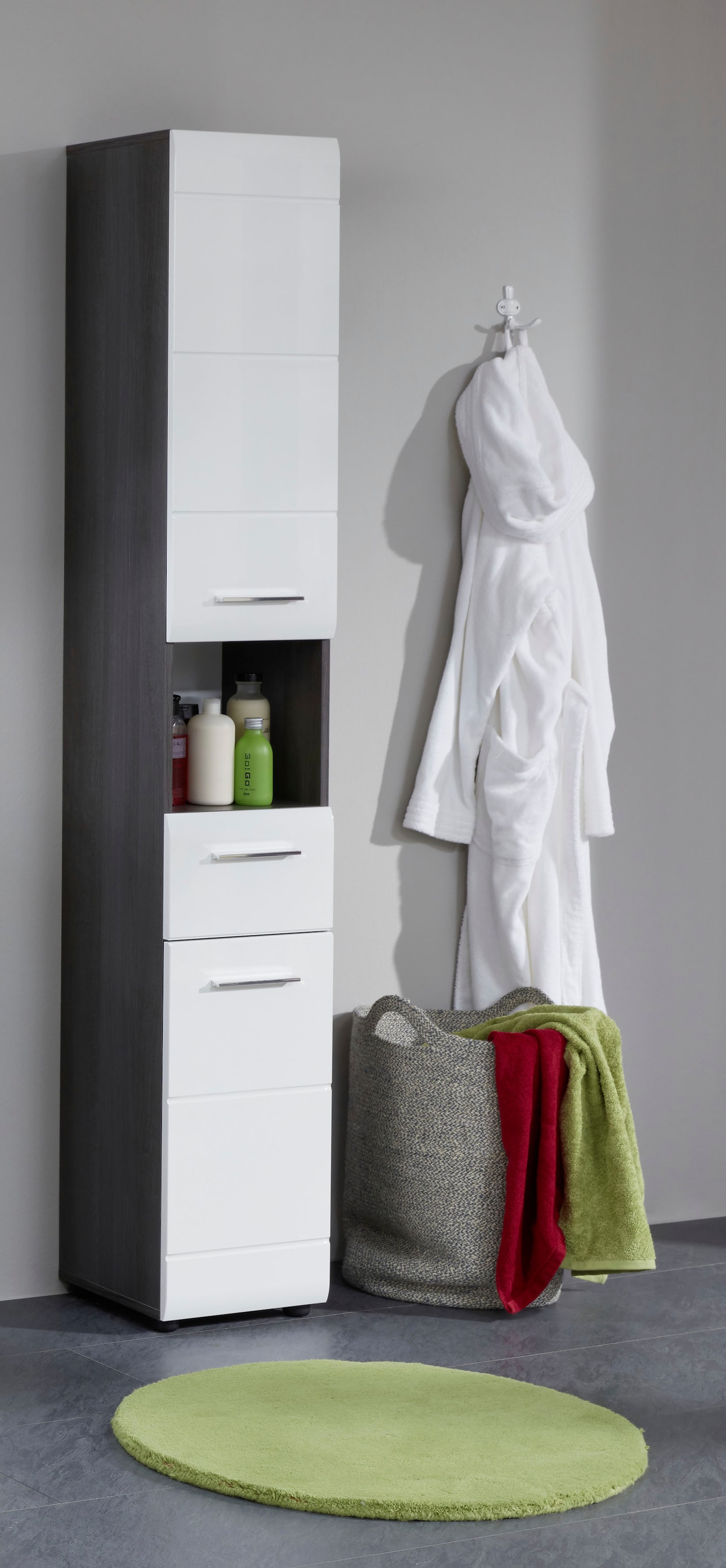 welltime Hochschrank »Sovana« Badezimmerschrank in Hochglanzoptik - (B/T/H) 30/31/182 cm