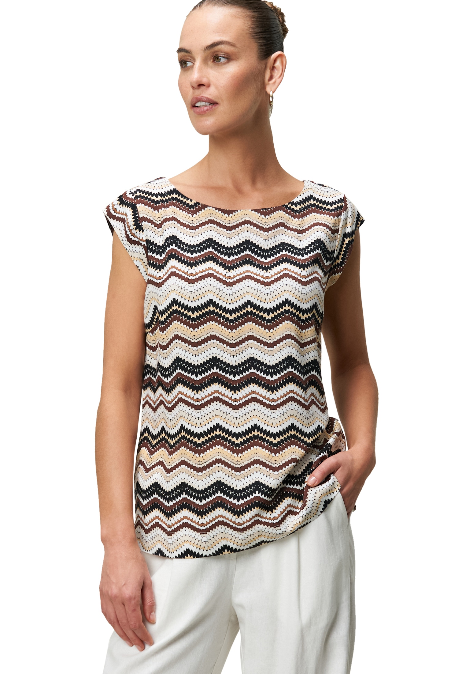 Zero Klassische Bluse »Bluse mit Zickzackmuster«