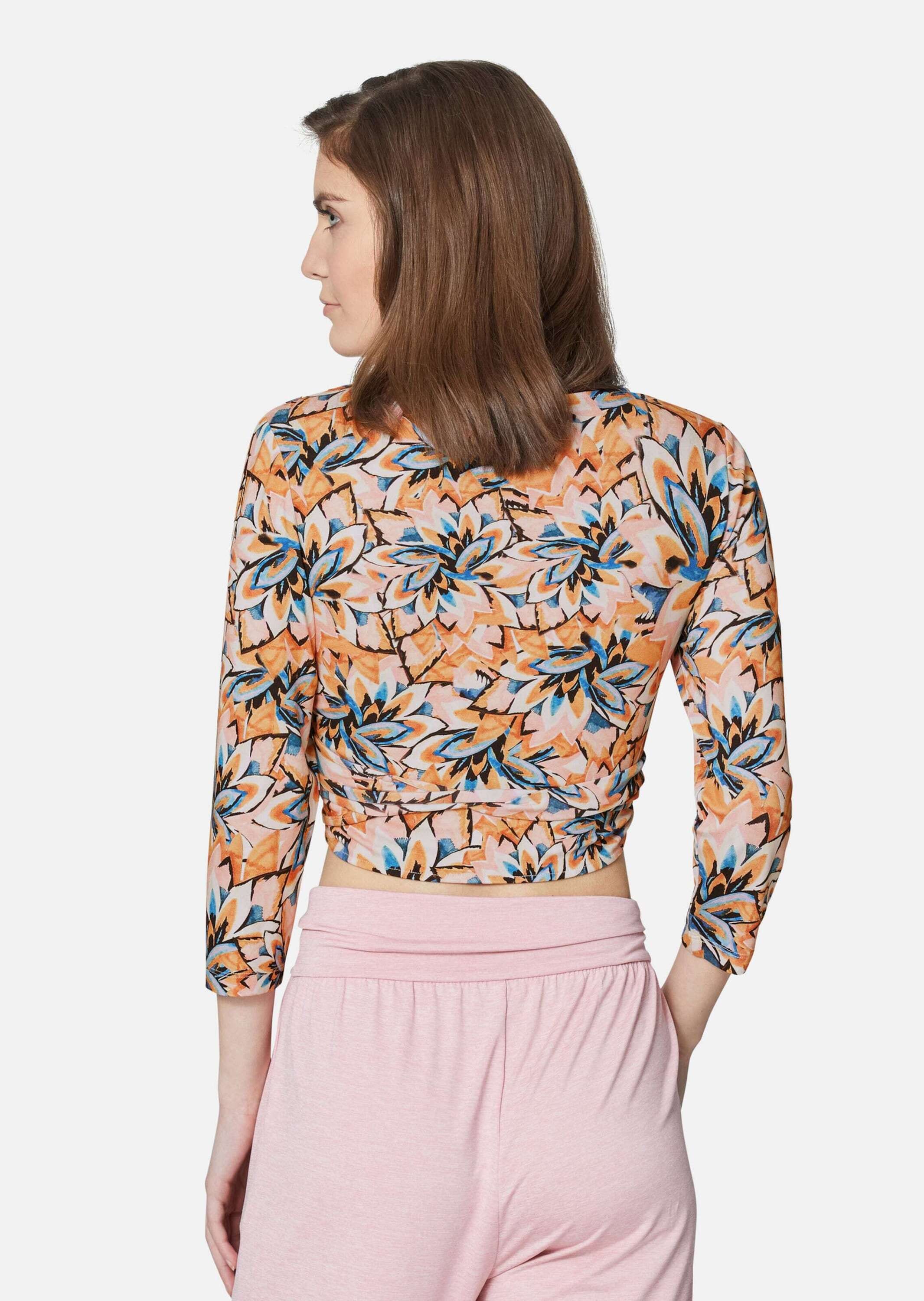 MADELEINE 3/4-Arm-Shirt »Wickelshirt Wickelshirt mit floralem Unikat-Print«